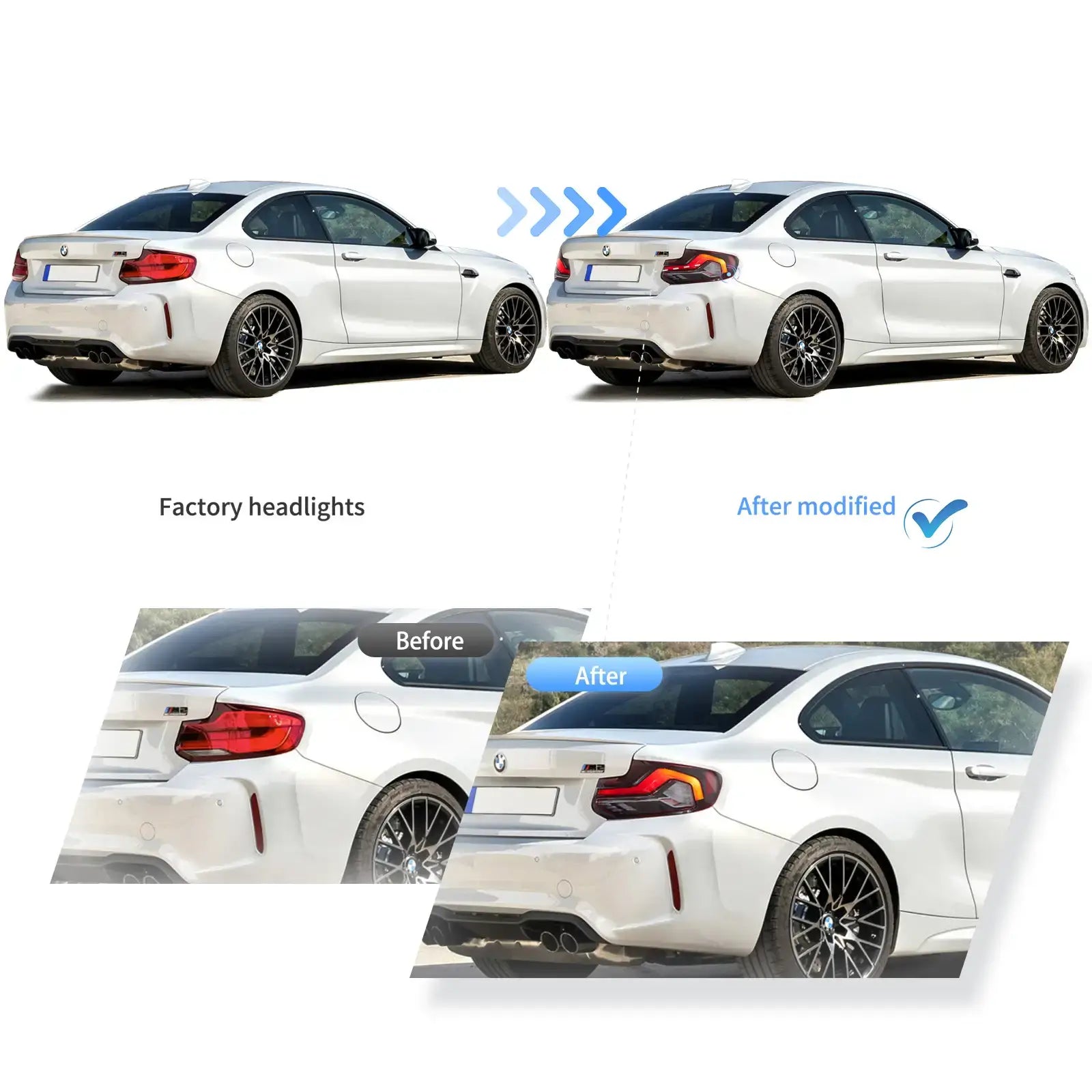 LED Tail Lights Assembly with Startup Animation for 2014-2021 BMW 2 Series (F22/F23) & M2 (F87) - Plug & Play Replacement, DRL Function - Perfect for Night Driving & Car Customization