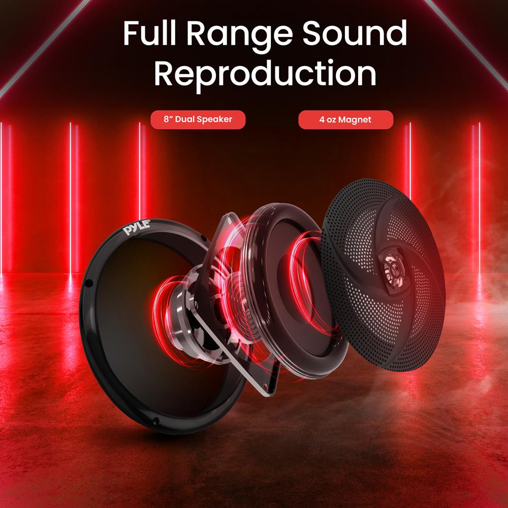 8 Inch Marine Component Speakers - Waterproof Boat Audio System for Boats, Yachts & Outdoor Adventures