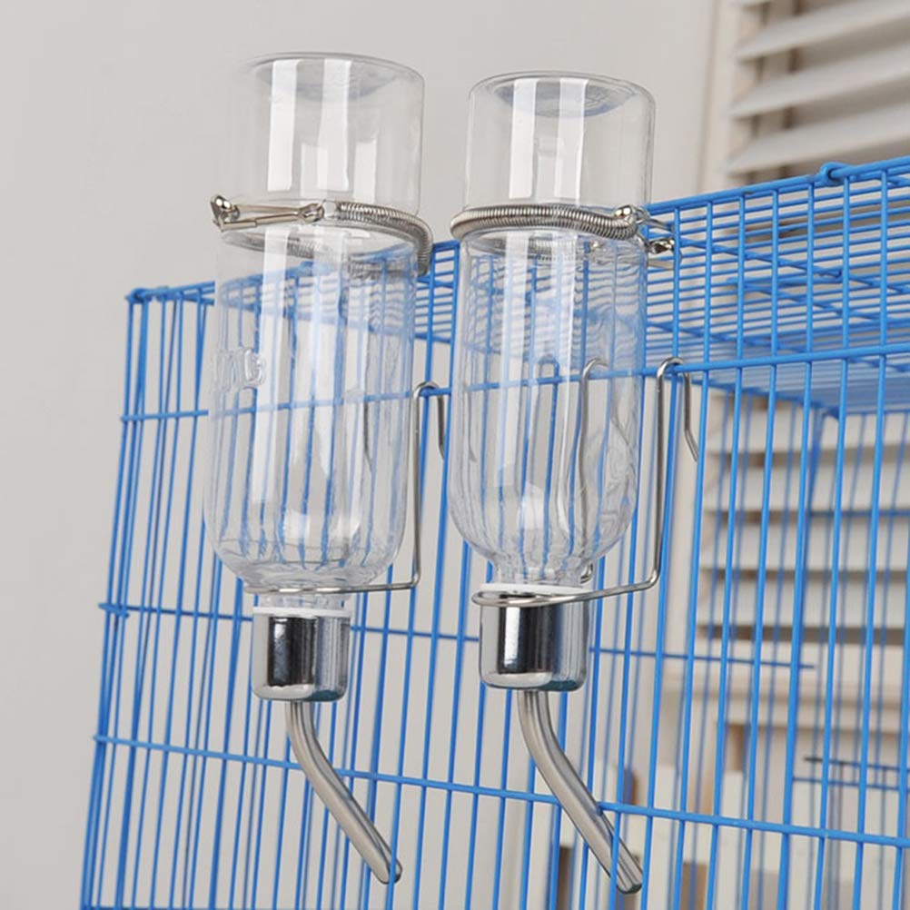 POPETPOP Stainless Steel Small Animal Water Bottle - 350ml Pet Drinking Fountain for Birds, Squirrels, Rabbits, Hamsters, Chinchillas & Guinea Pigs - Durable Leak-Proof Design for Cages, Hutches & Pet Travel Carriers