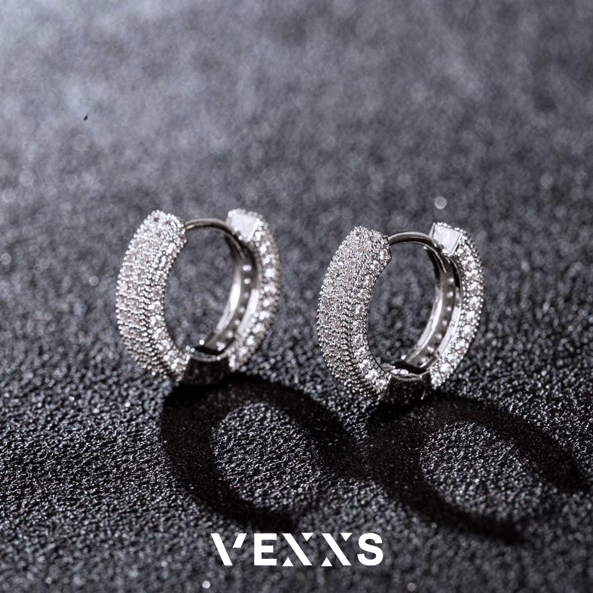 VEXXS 14K Gold Plated Diamond Hoop Earrings for Men - Iced Out Dangle Hoops with 5A CZ Stones, Hypoallergenic Hip Hop Streetwear Jewelry - Perfect for Parties, Gifts & Everyday Wear