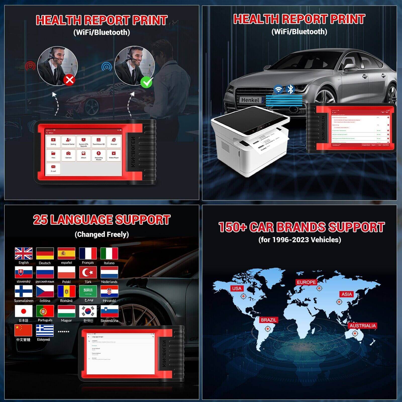 2025 KINGBOLEN K8 IMMO All System Car Diagnostic Tool - OBD2 Scanner with Key Programming, ECU Coding & Anti-Theft Functions | 24 Reset Services + 2 Years Free Updates | Perfect for Auto Repair Shops & DIY Mechanics