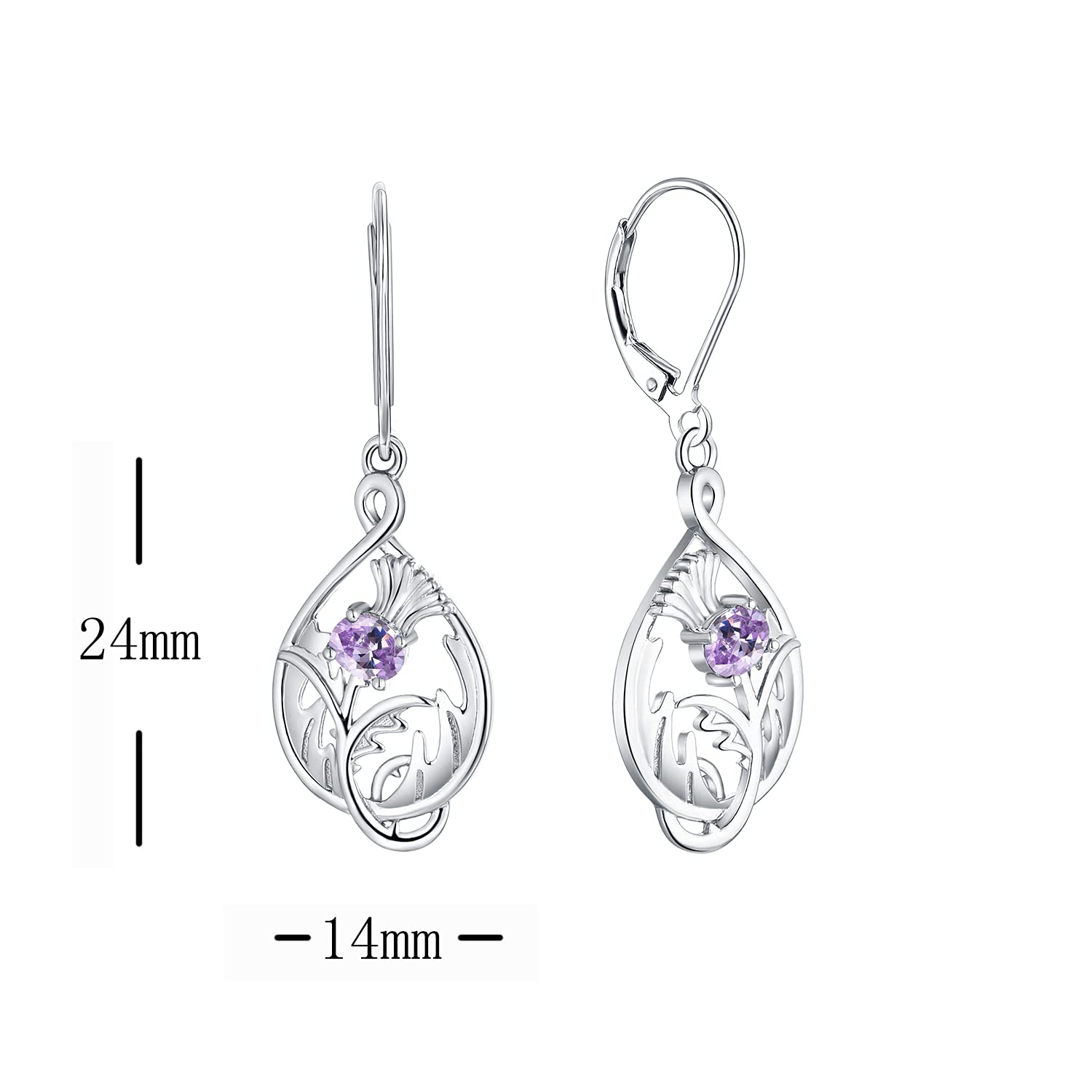 Scottish Thistle Earrings 925 Sterling Silver - Outlander Jewelry for Women | Wedding & Party