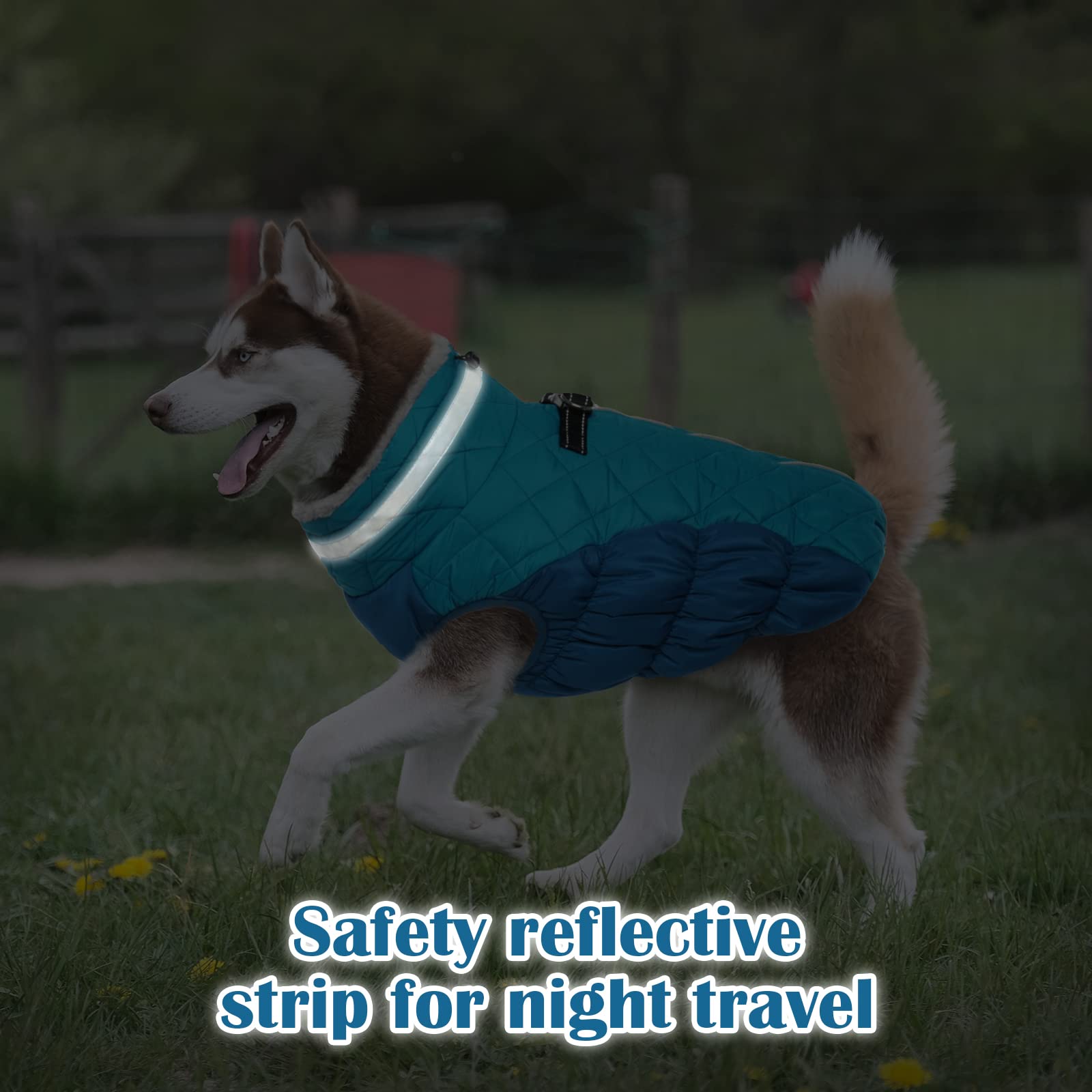 Waterproof Winter Dog Coat with Fleece Lining & Back Zipper - Warm Jacket for Large Dogs (French Bulldog, Shiba Inu) - Built-in Harness for Easy Walking - Perfect for Snowy Days & Outdoor Adventures