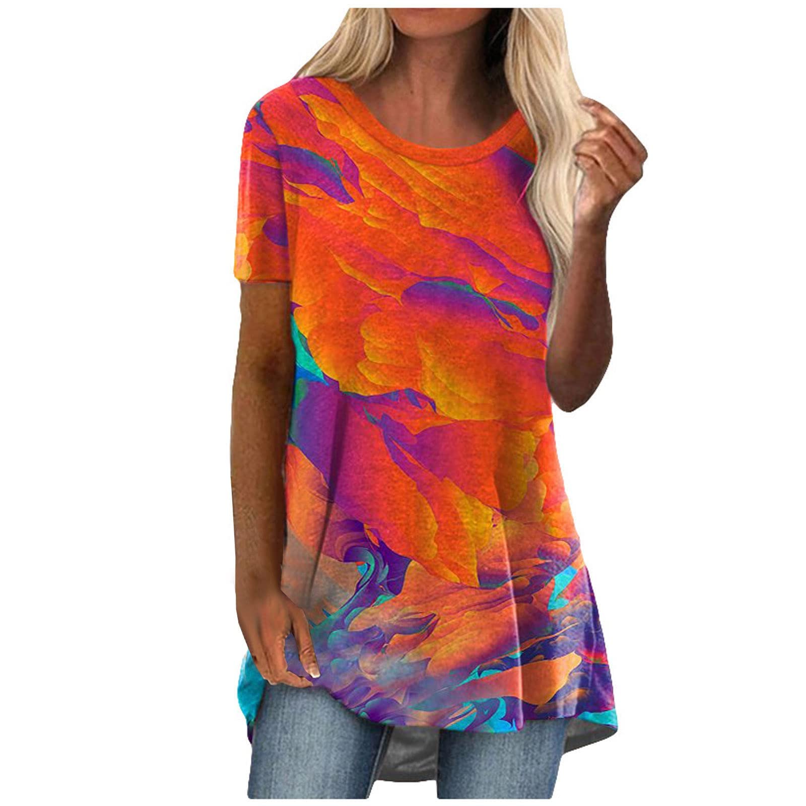 Women's Floral Print V-Neck Loose Blouse - Casual Dressy Tops for Vacation & Everyday Wear | Cute Summer T-Shirts for Outings, Beach & Date Nights