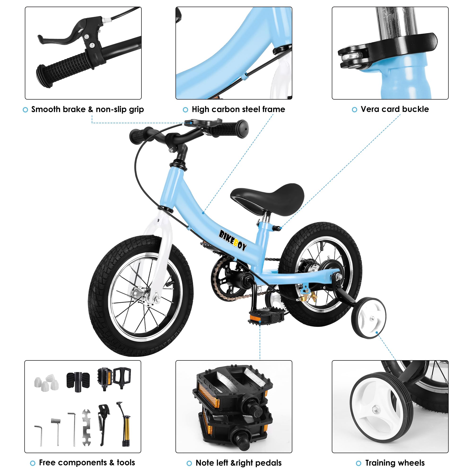 2 in 1 Balance Bike for Kids Ages 2-7 | Convertible Toddler Bike with Training Wheels & Pedals (12/14/16 Inch) - Perfect for Learning to Ride, Backyard Play & Outdoor Adventures