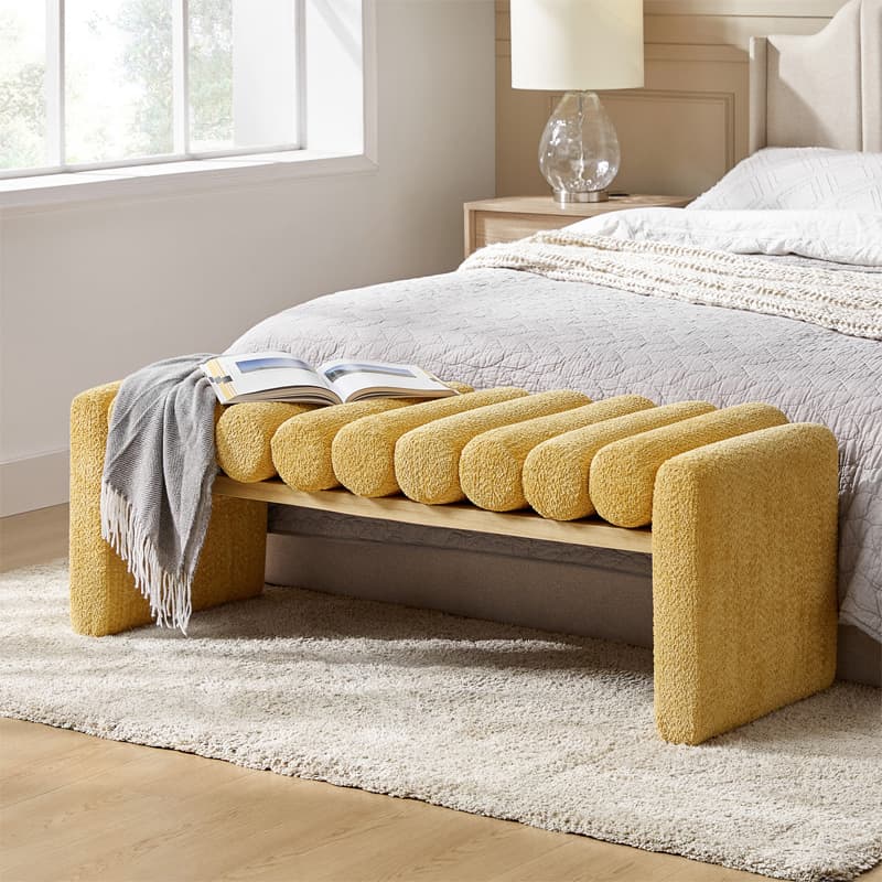 Modern Functional Bench with Solid Wood Seat Frame - Stylish Entryway, Living Room, or Bedroom Seating - Durable & Comfortable for Home Decor