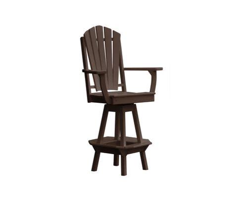 A & L Furniture Adirondack Swivel Bar Chair with Arms - Outdoor Patio, Poolside & Garden Seating for Relaxing & Entertaining