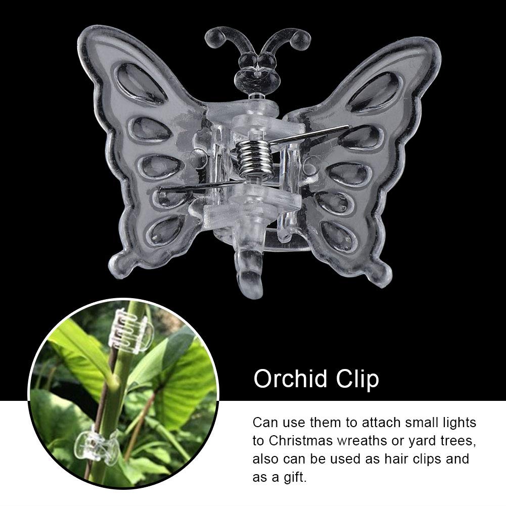 Haofy 100PCS Transparent Plastic Plant Support Clips - Orchid Vine Clips, Garden Butterfly Clips for Stems, Stalks & Vines | Perfect for Indoor/Outdoor Plants, Flower Arrangements & Gardening