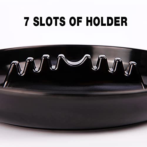 BESUPERT Premium Plastic Ashtray & Trash Can Set - 3 Pack Round Black Large Size for Indoor & Outdoor Use - Perfect for Home, Office, Patio, Restaurant, Bar & Hotel Smoking Areas