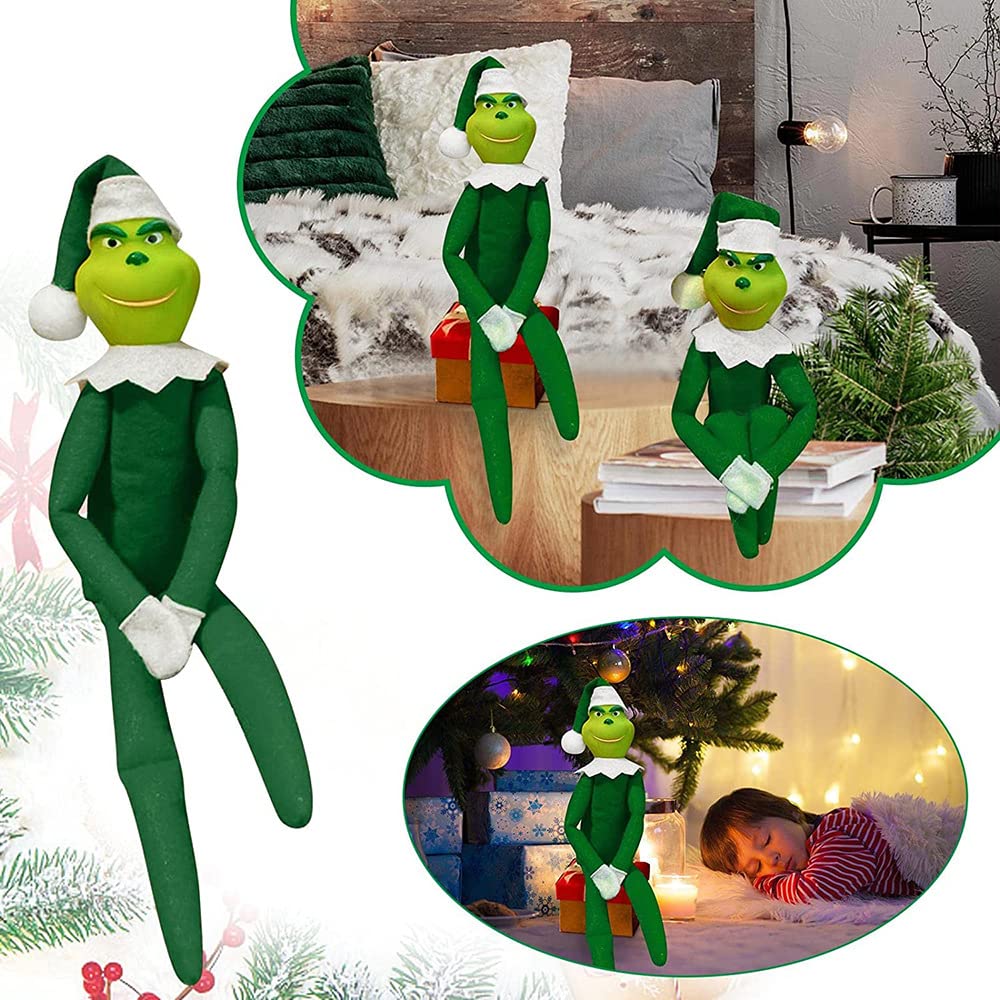 Christmas Elf Plush Doll - Festive Red & Green Monster Elf Stuffed Figure for Holiday Decor, Xmas Tree Ornament & Gift (Green) | Perfect for Christmas Party Favors, Stocking Stuffers & Home Decoration