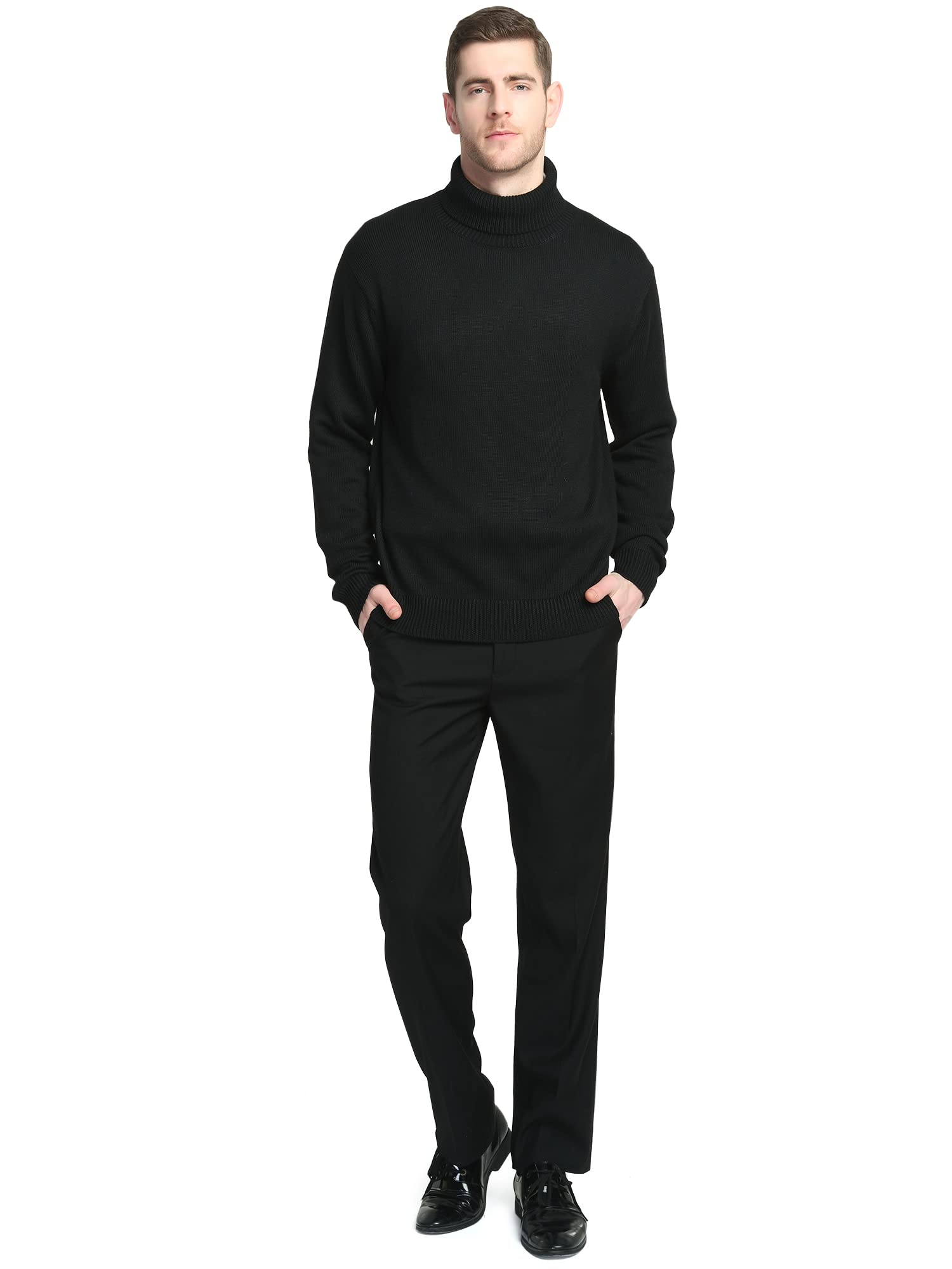 Men's Wool Blend Turtle Neck Sweater - Cozy Winter Pullover for Casual Wear