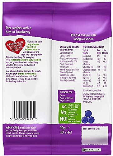 Kiddylicious Gluten-Free & Dairy-Free Kids Snacks - Blueberry, Banana, Strawberry Wafers Variety Pack (3 x 20 Twin Packs) | Healthy On-The-Go Snacks for Toddlers, School Lunches & Travel