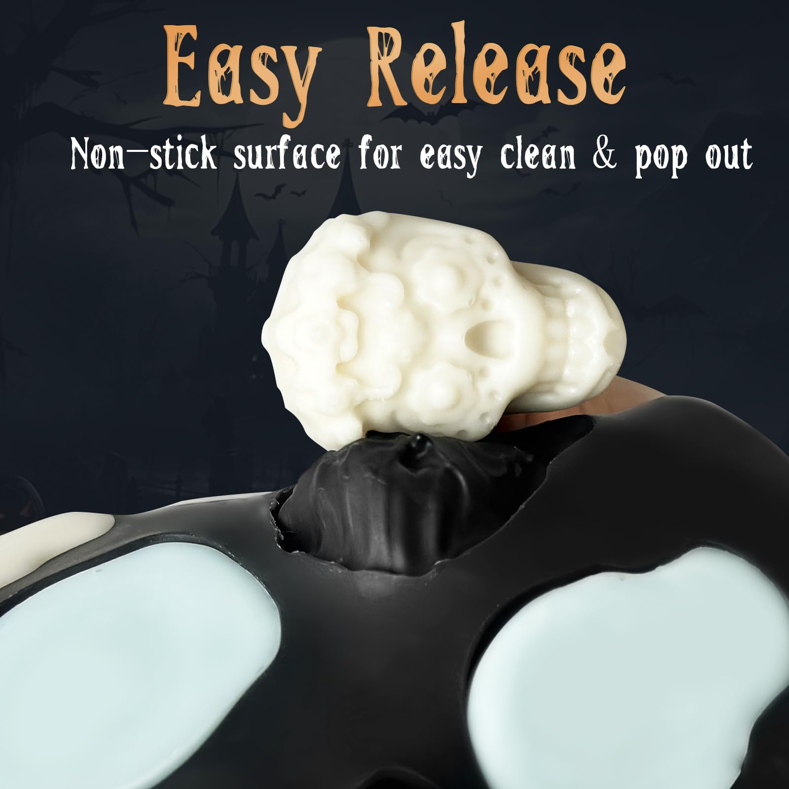 Halloween Skull Silicone Molds 2-Pack - 10 Cavity 3D Chocolate Candy Molds, Wax Melts & Yogurt Trays - 5 Unique Skull Shapes - Food Grade, Oven & Freezer Safe - Perfect for DIY Treats, Halloween Parties & Homemade Candies (Great for Kids Baking & Spooky Dessert Decorations)