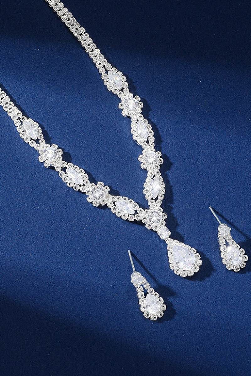 Elegant Zircon Jewelry Set - 2 Piece Earrings & Necklace for Women | Perfect for Weddings, Parties & Special Occasions | 737171017097