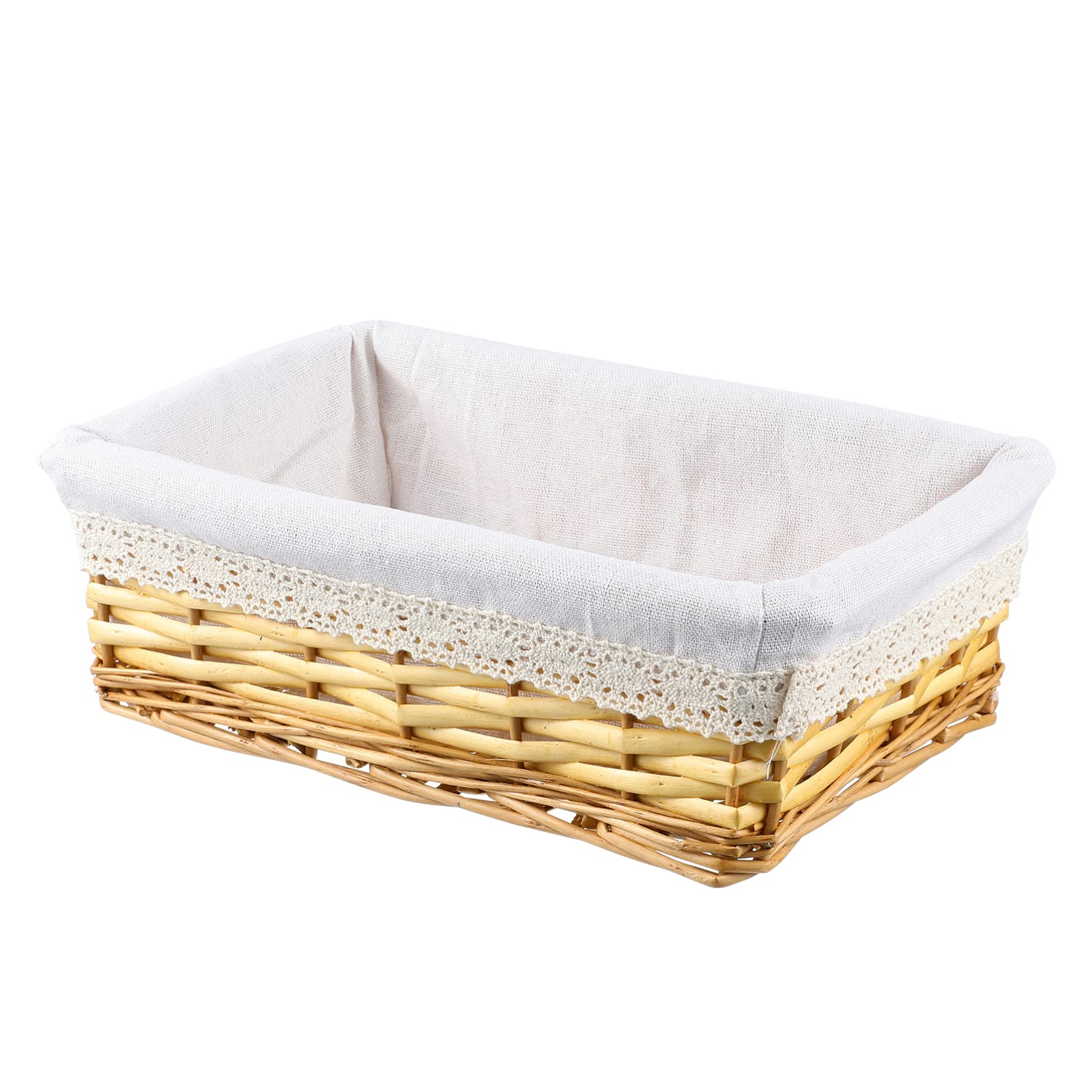 Woven Wicker Storage Basket - Home & Desktop Organizer for Office & Living Room