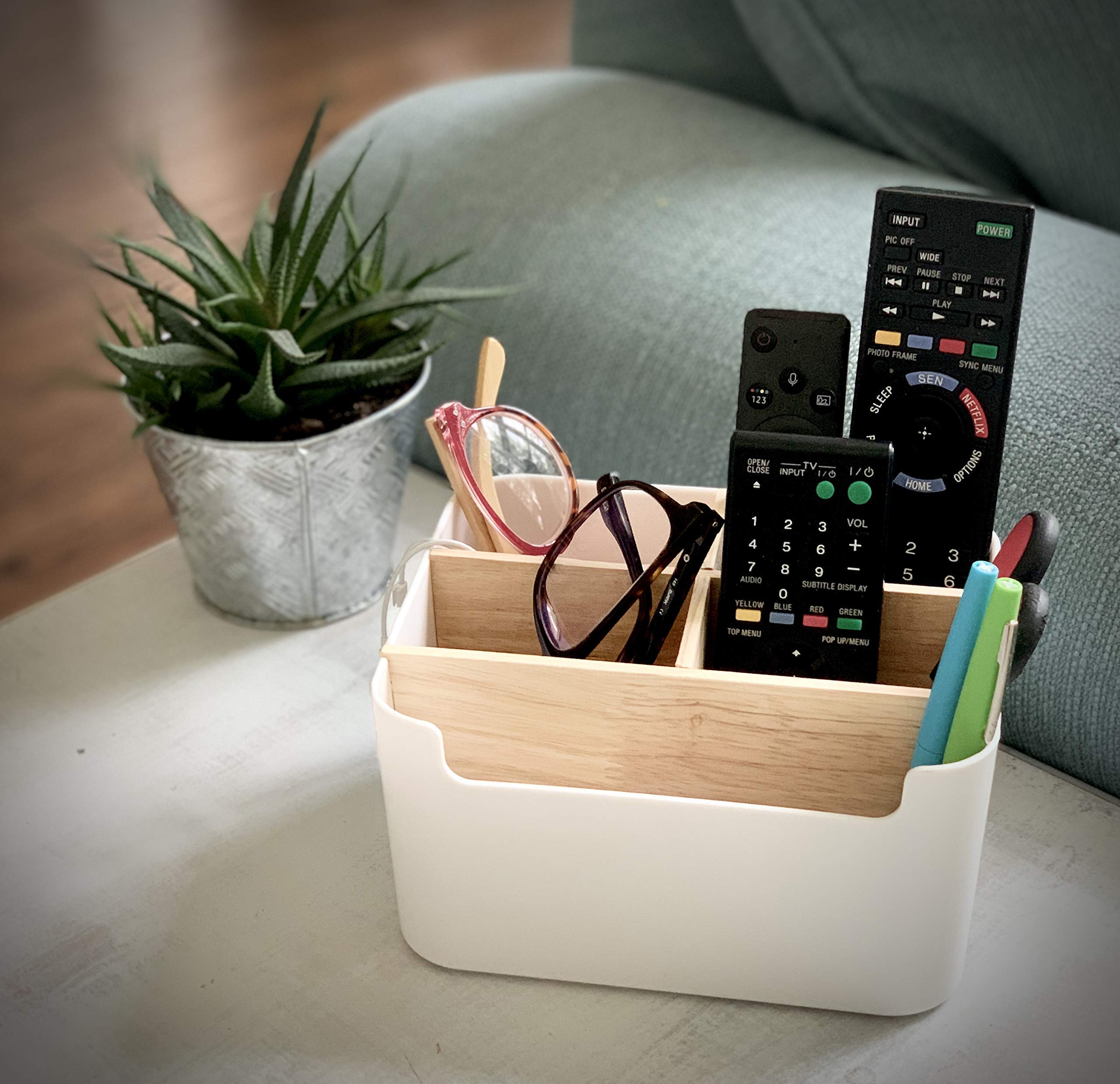 Multi-Purpose Organizer & Storage Box - Remote Control Holder, Makeup Organizer, Desk & Bathroom Caddy for Home & Office - Perfect for Desk Storage, Phone Holder, Pen & Pencil Organization - Ideal for Bedroom, Office, Bathroom & Living Room Organization