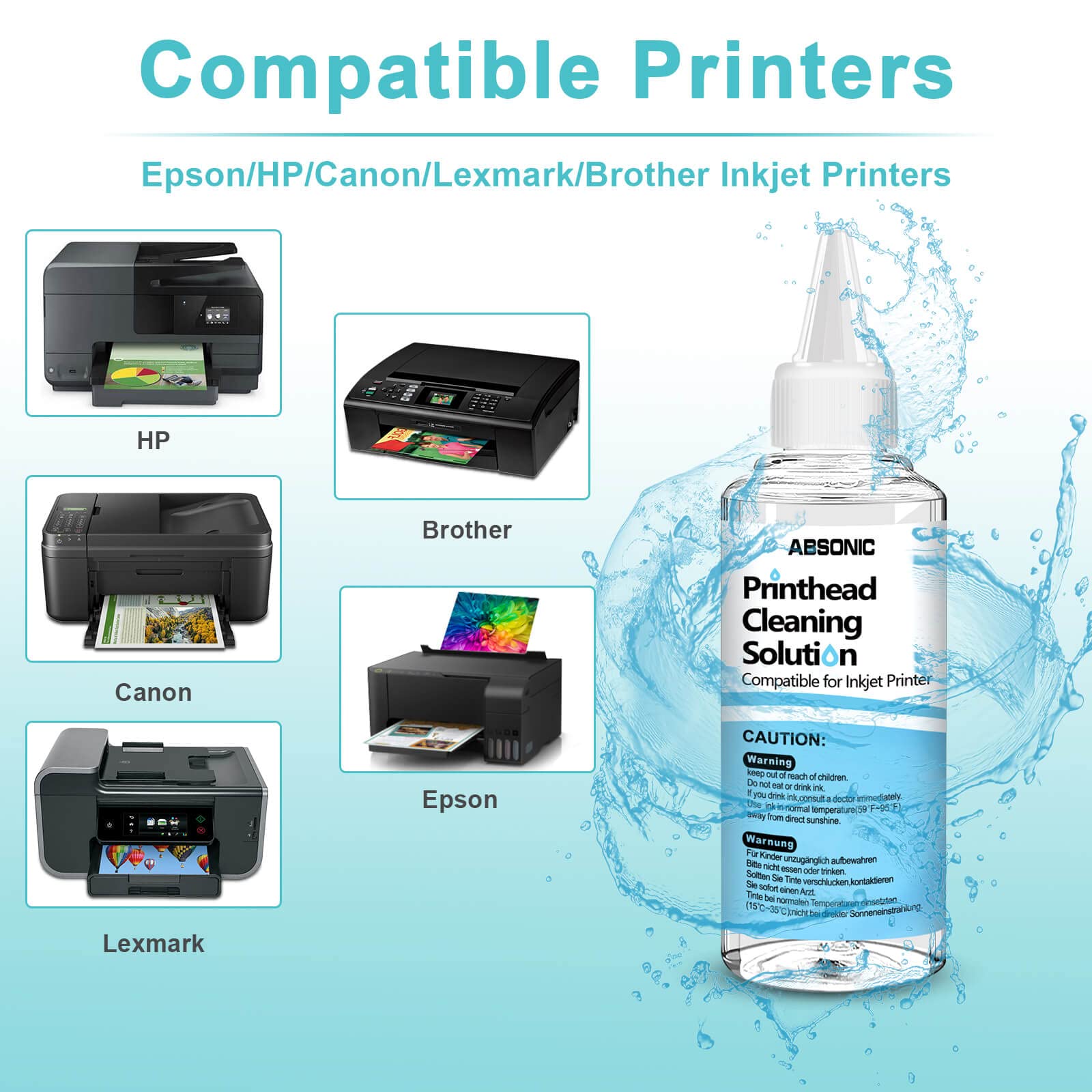 Epson HP Brother Canon DTF Printer Printhead Cleaning Kit 100mL - Nozzle Cleaner Solution for Inkjet Printers - Perfect for Home, Office & Commercial Printing Maintenance