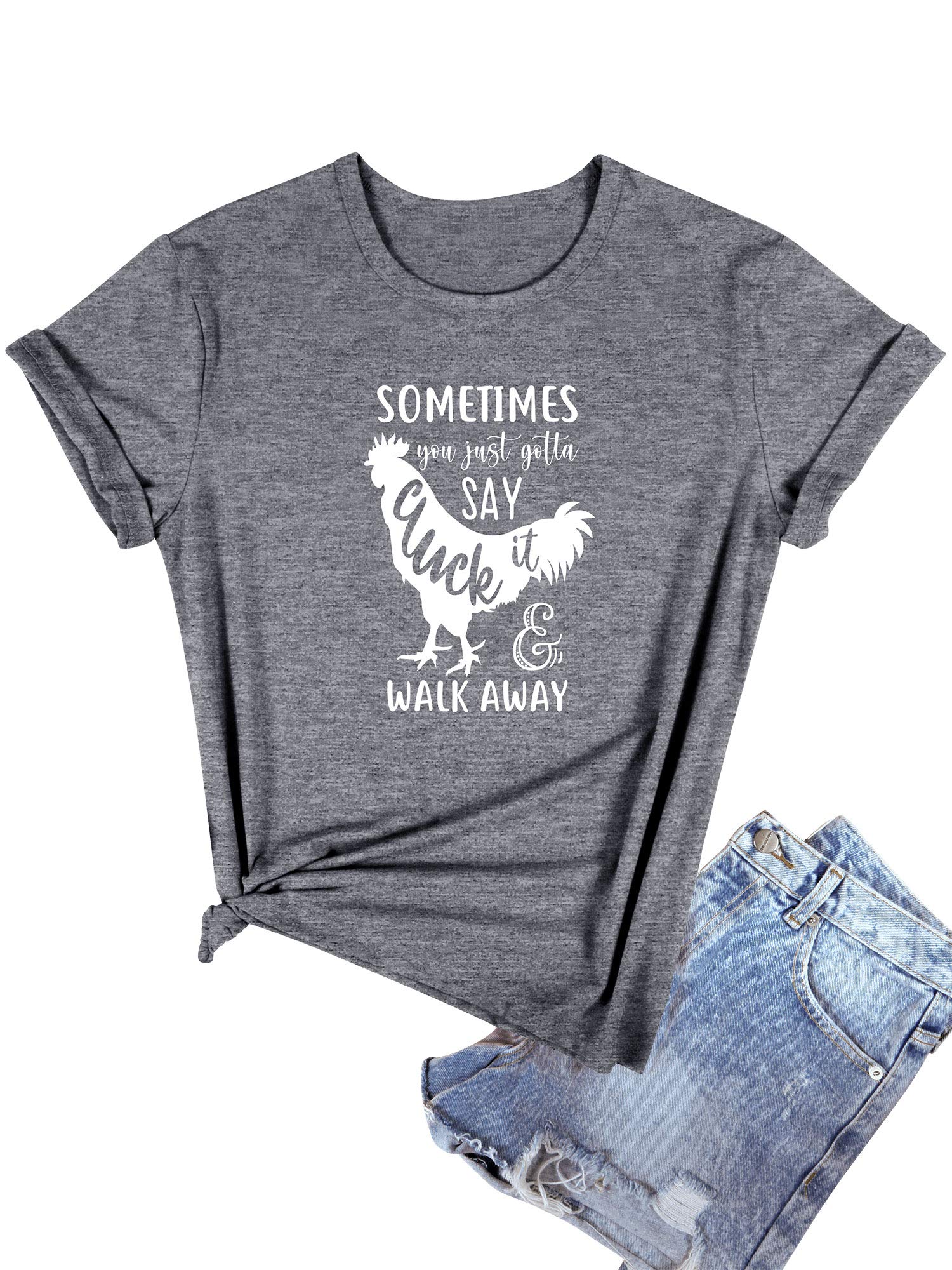 Funny Chicken Graphic Tee for Women - 'Cluck It' Sarcastic T-Shirt - Casual Comfort Cotton Top for Everyday Wear, Weekend Outings & Poultry Lovers