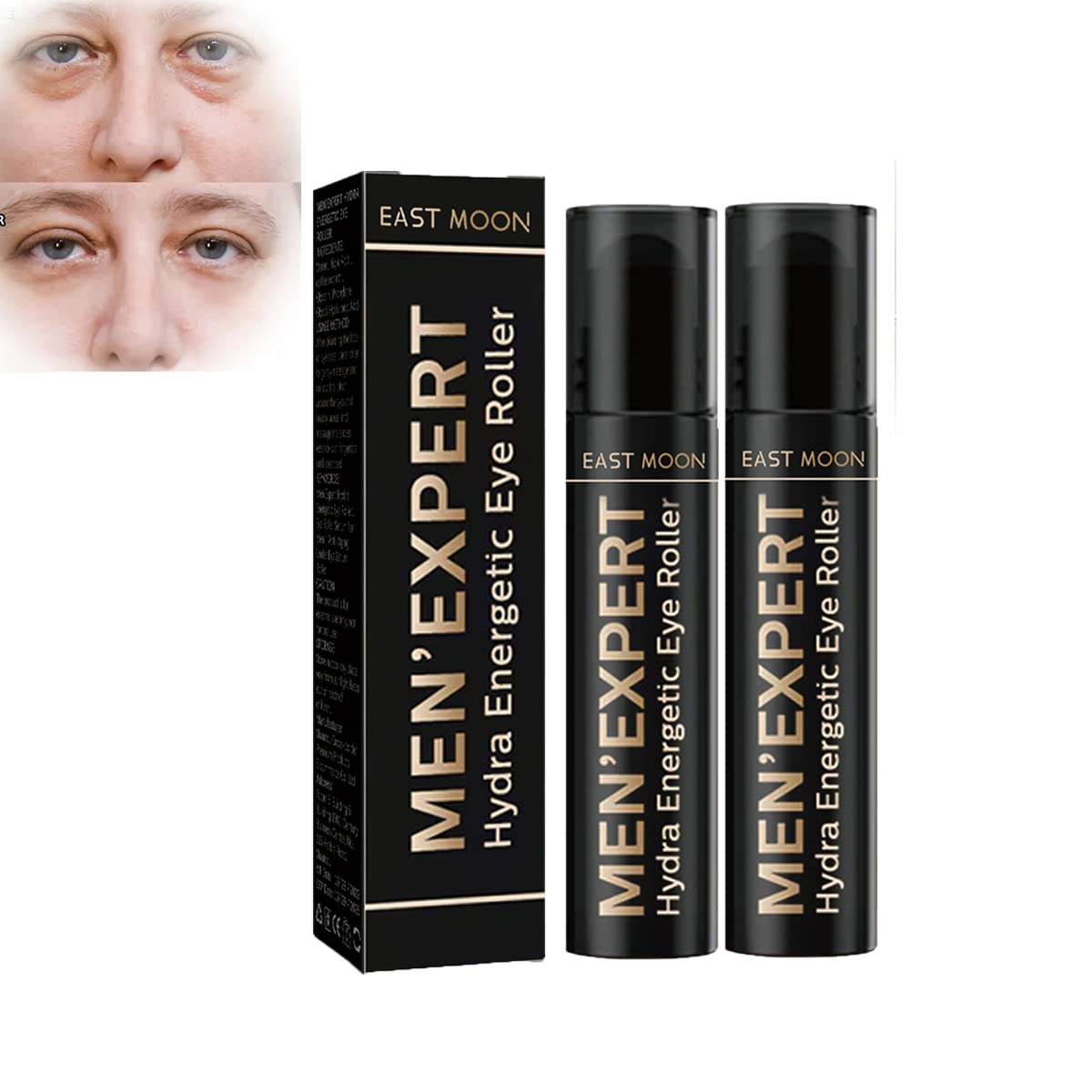Men's Hydrating Eye Roller Serum - 2 Pack Under Eye Treatment for Puffy Eyes & Dark Circles | Anti-Fatigue Cooling Eye Care for Men | Perfect for Morning Routine & Travel Skincare