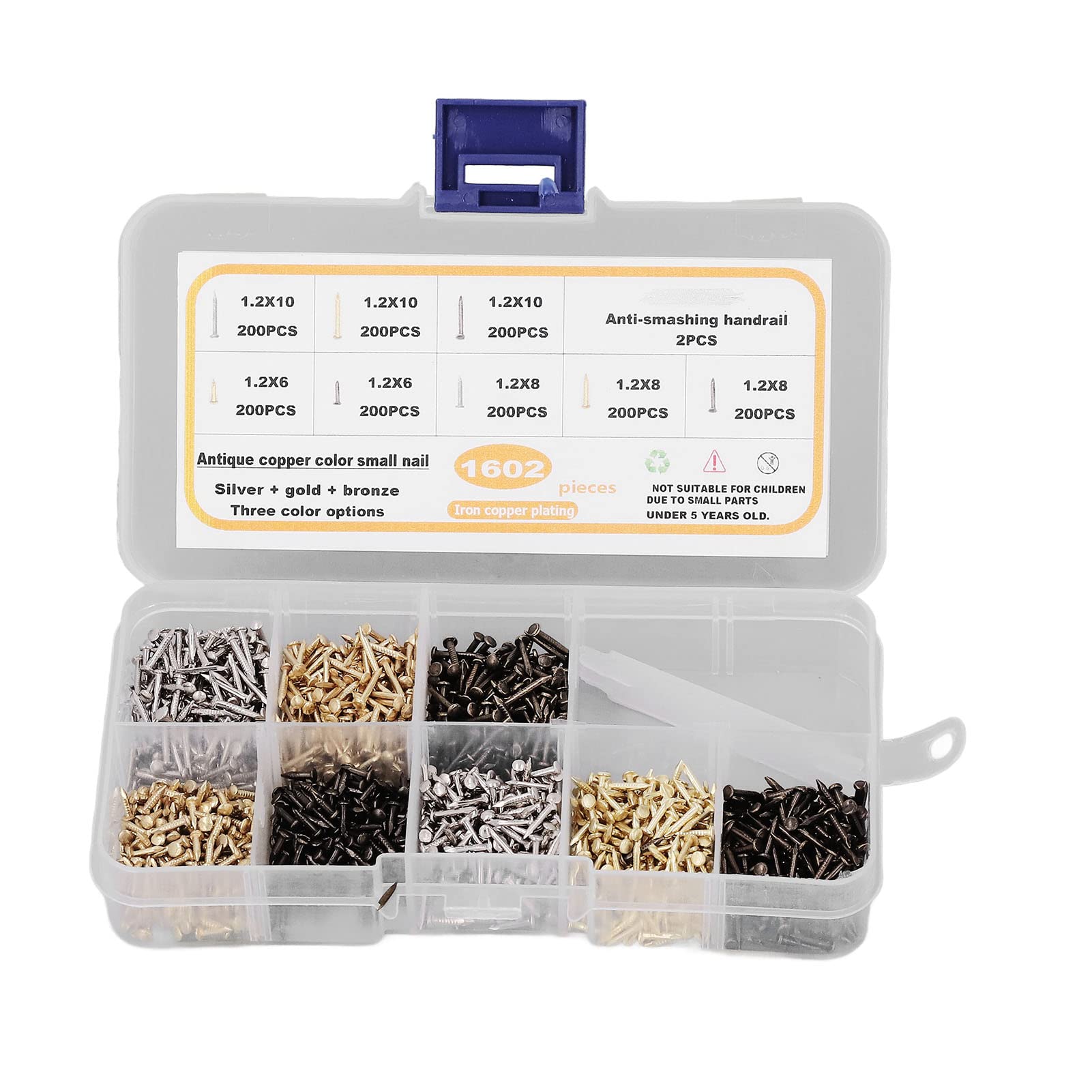 Furniture Nails - Carbon Steel Nail Assortment Kit for Home Improvement, DIY Projects & Woodworking - Durable & Portable Fasteners for Carpentry, Upholstery & General Repairs