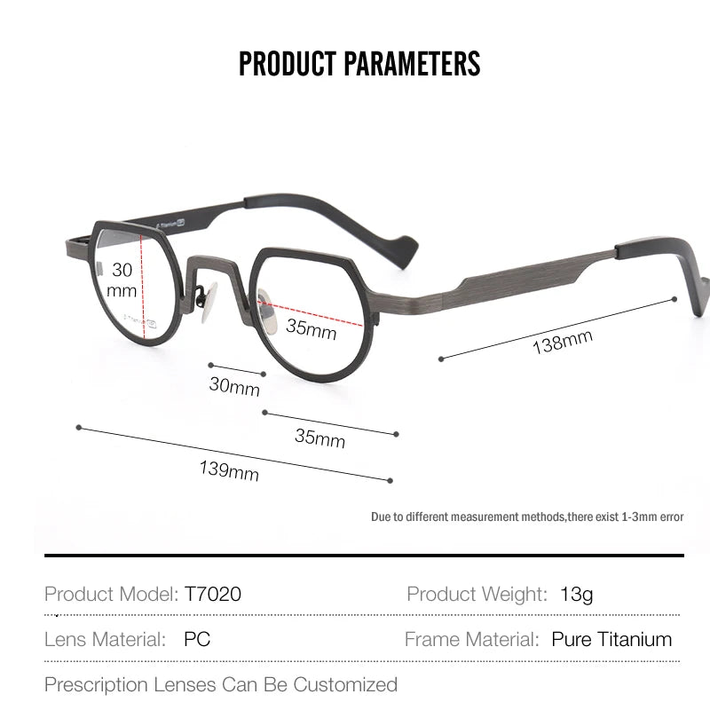 Aror Unisex Full Rim Flat Top Round Titanium Eyeglasses 47020 - Lightweight & Durable Titanium Frame for Men & Women - Perfect for Reading, Work & Everyday Wear