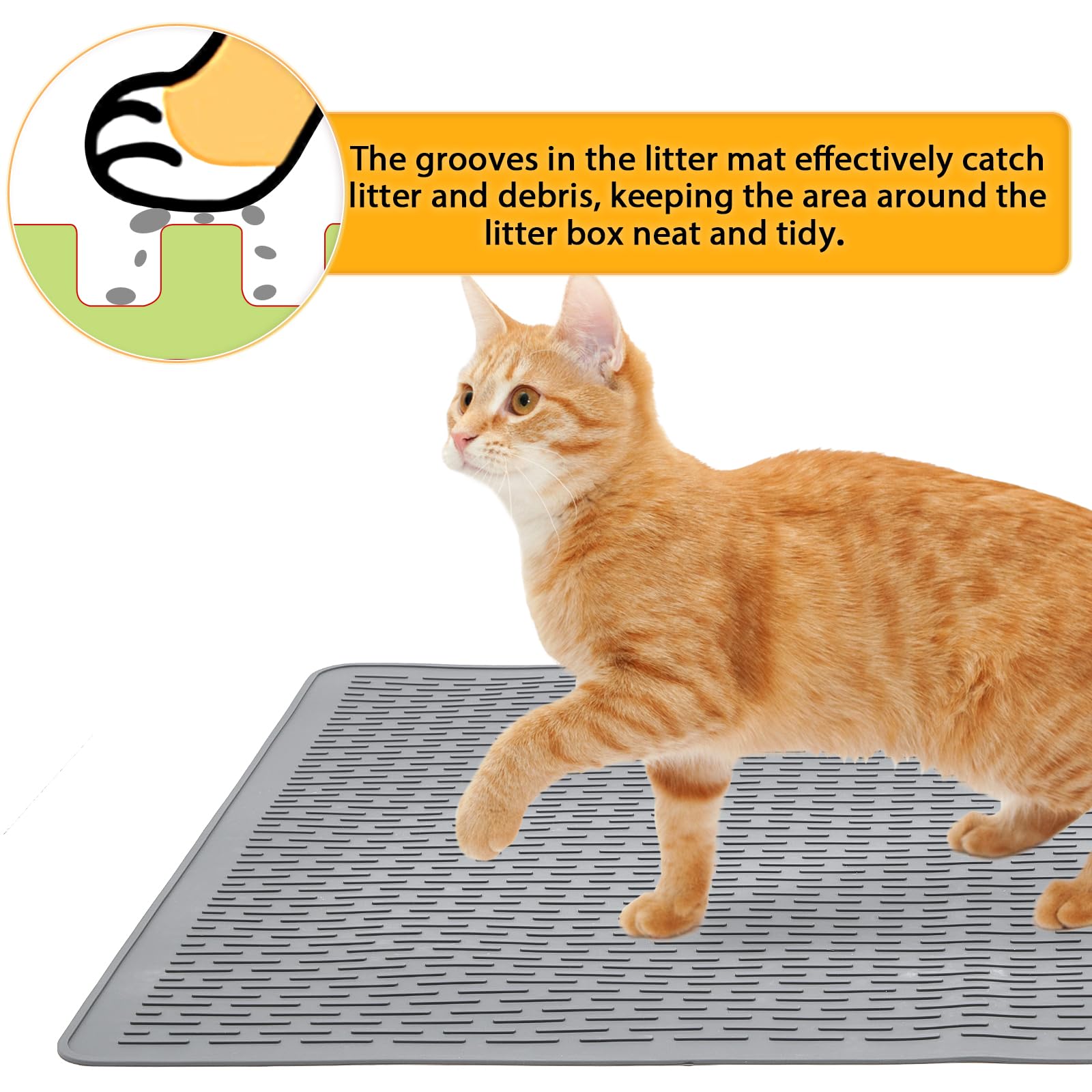**Waterproof Cat Litter Mat - 39x27in Large Washable Rubber Litter Box Mat for Indoor Floors | Traps Litter & Easy to Clean | Soft & Durable for Kittens & Cats | Perfect for Homes & Apartments**