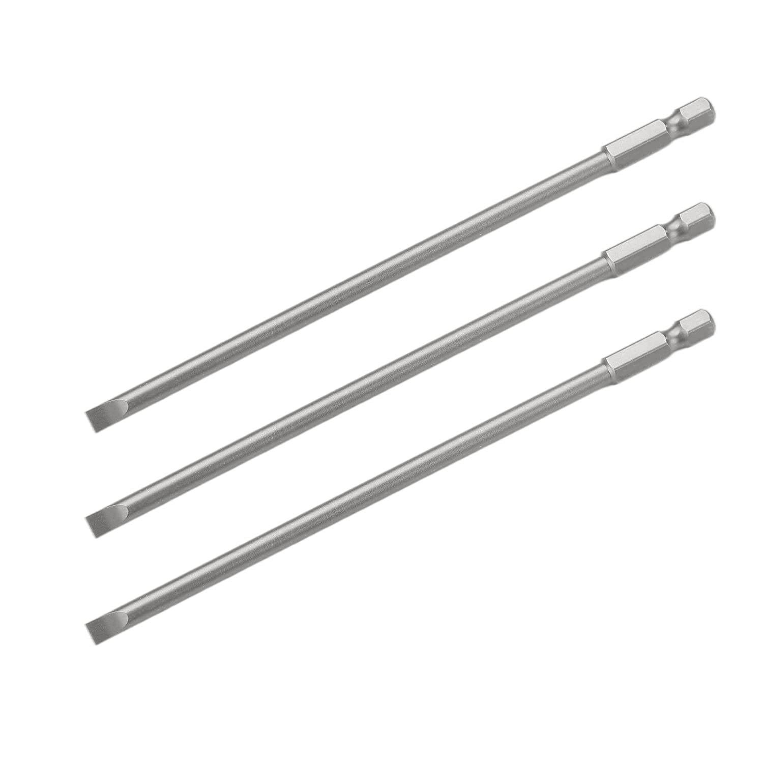 Auniwaig SL5 Slotted Screwdriver Bits Set - 5pcs 1/4-Inch Hex Shank S2 Alloy Steel Magnetic Drill Bits (5.91-Inch Length) for Home DIY, Furniture Assembly & Electronics Repair