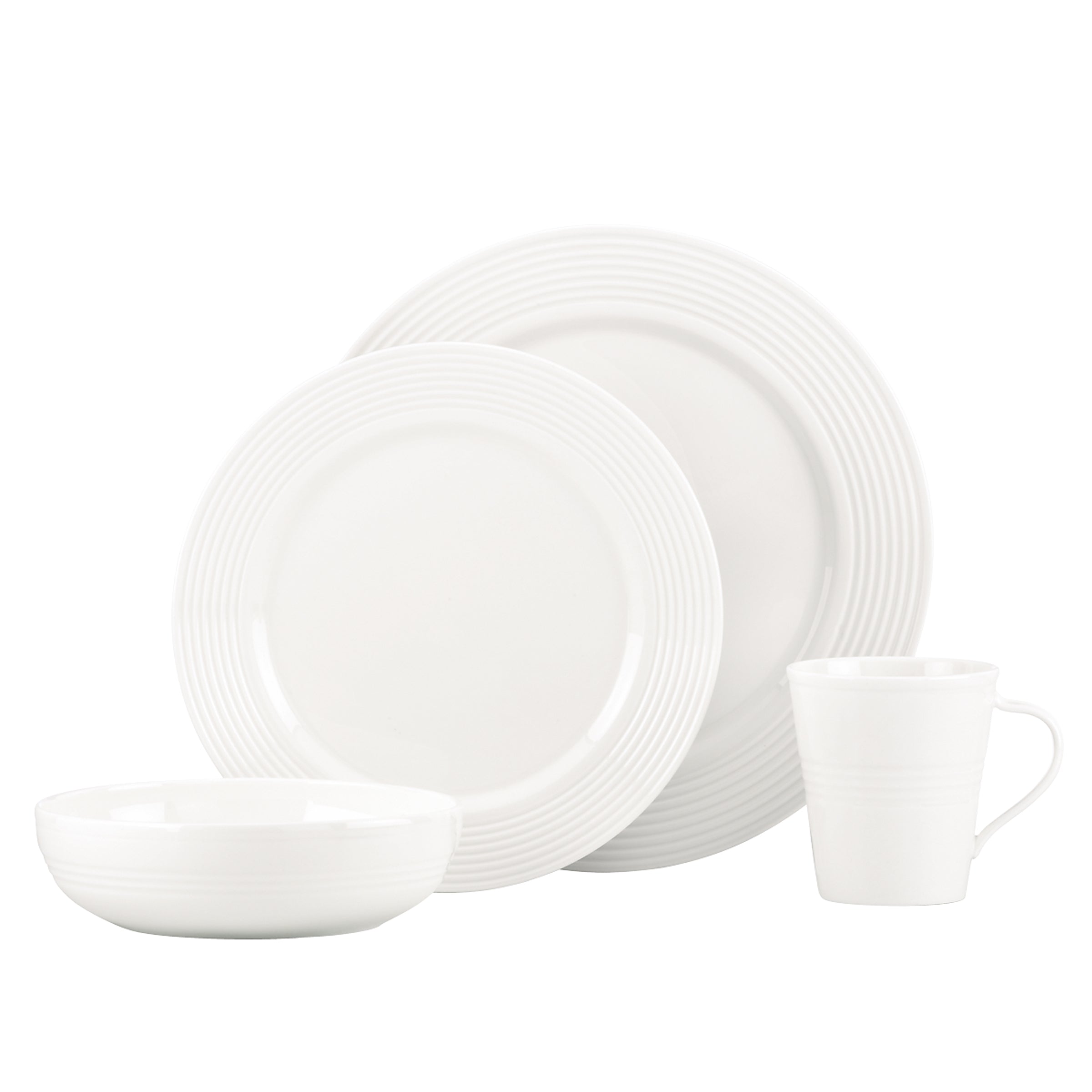 Tin Can Alley Seven Degree 4-Piece Dinnerware Set - Elegant Tableware for Casual Dining & Entertaining