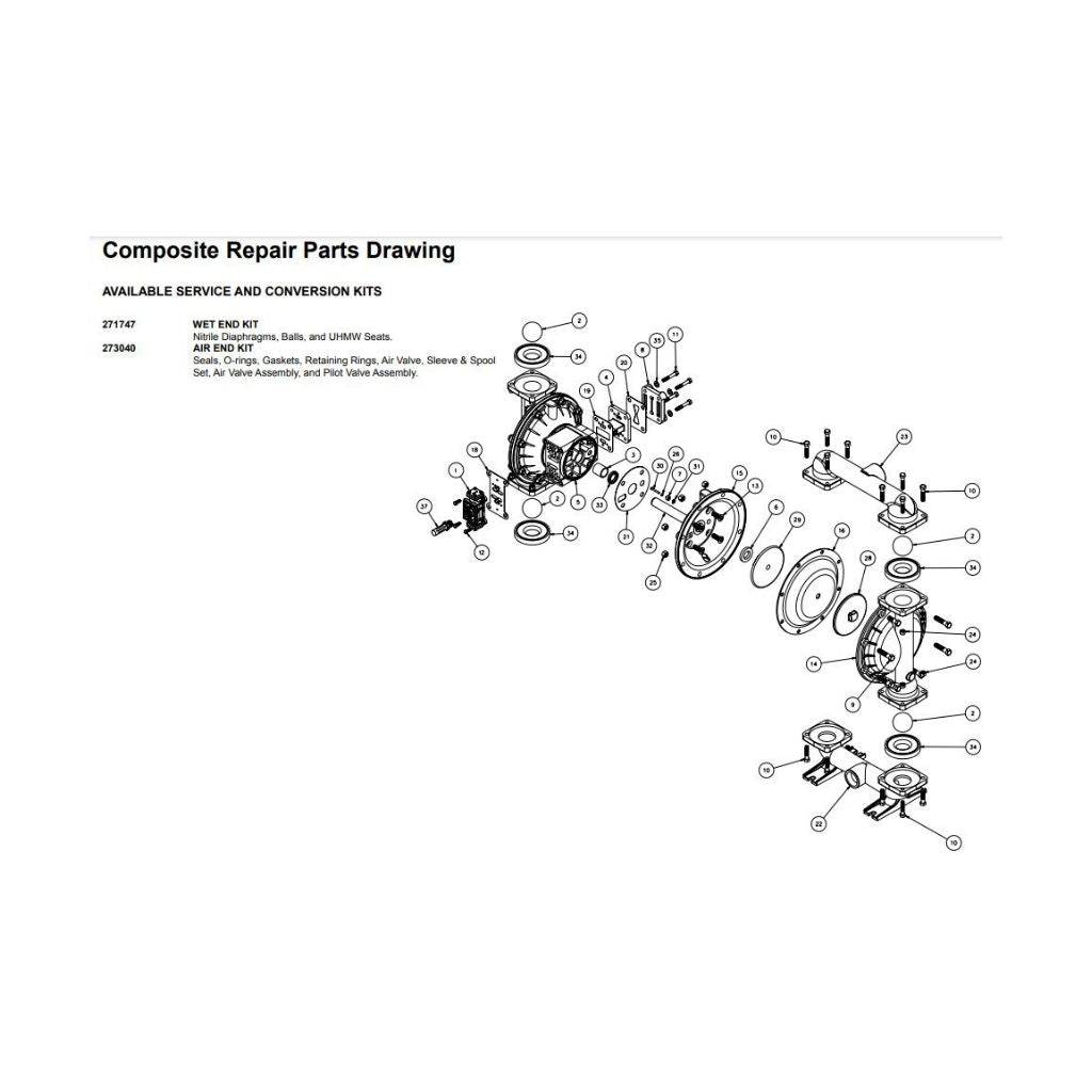 Buna Wet End Kit for Diaphragm Pump Model 85621 - Replacement Parts for Industrial Fluid Transfer - Perfect for Chemical Processing, Water Treatment, and Oil & Gas Applications