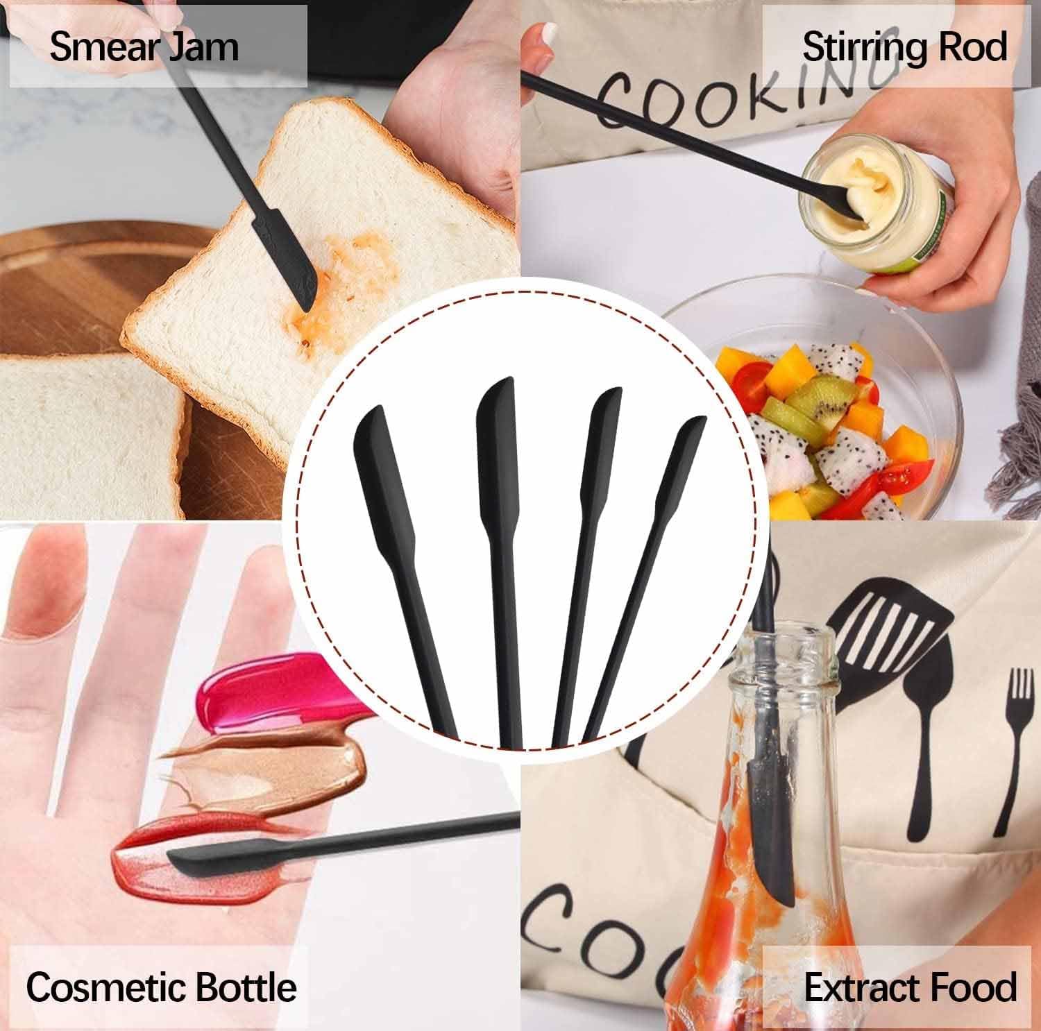 TGOPIT Silicone Spatula Set - Mini Makeup & Kitchen Scraper for Bottles, Jars & Lotion - Thin Rubber Spatula for Women & Girls - Perfect for Beauty Products, Cosmetics & Food Containers - Great for Travel, Home & Salon Use