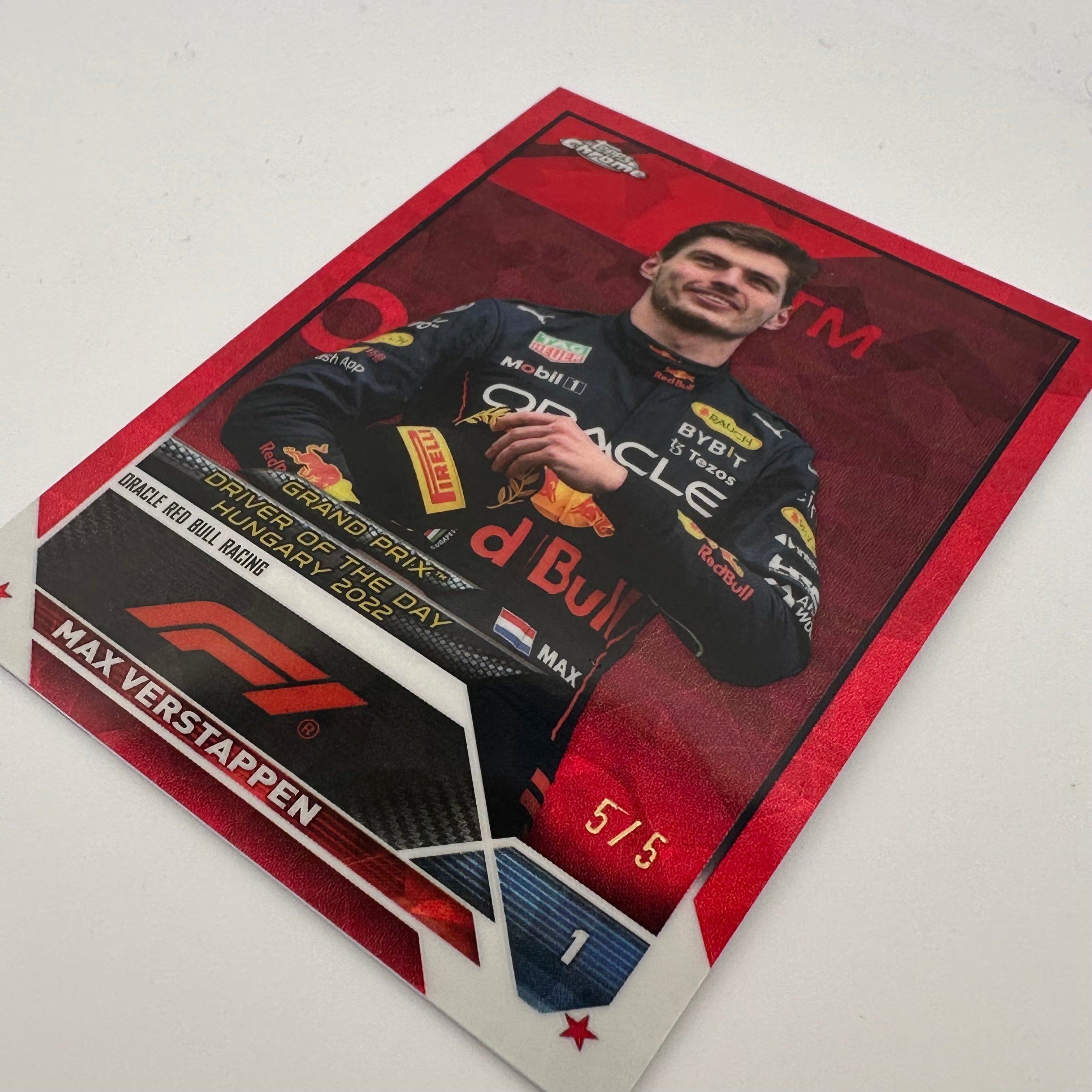 2023 Topps Chrome Sapphire Max Verstappen #178 Racing Card - 5/5 Red Parallel - Perfect for F1 Collectors & Racing Memorabilia Displays