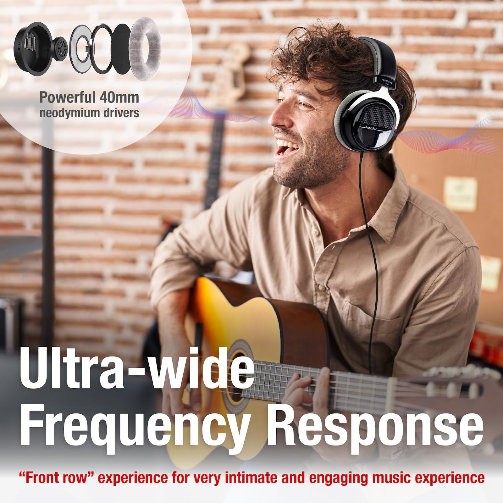 Superlux HD 330PRO 150 Ohm Professional Semi-Open Over-Ear Headphones with 40mm Neodymium Drivers | Studio-Grade Sound for Music Recording, Podcasting & Mixing | Perfect for Home Studios & Audio Professionals