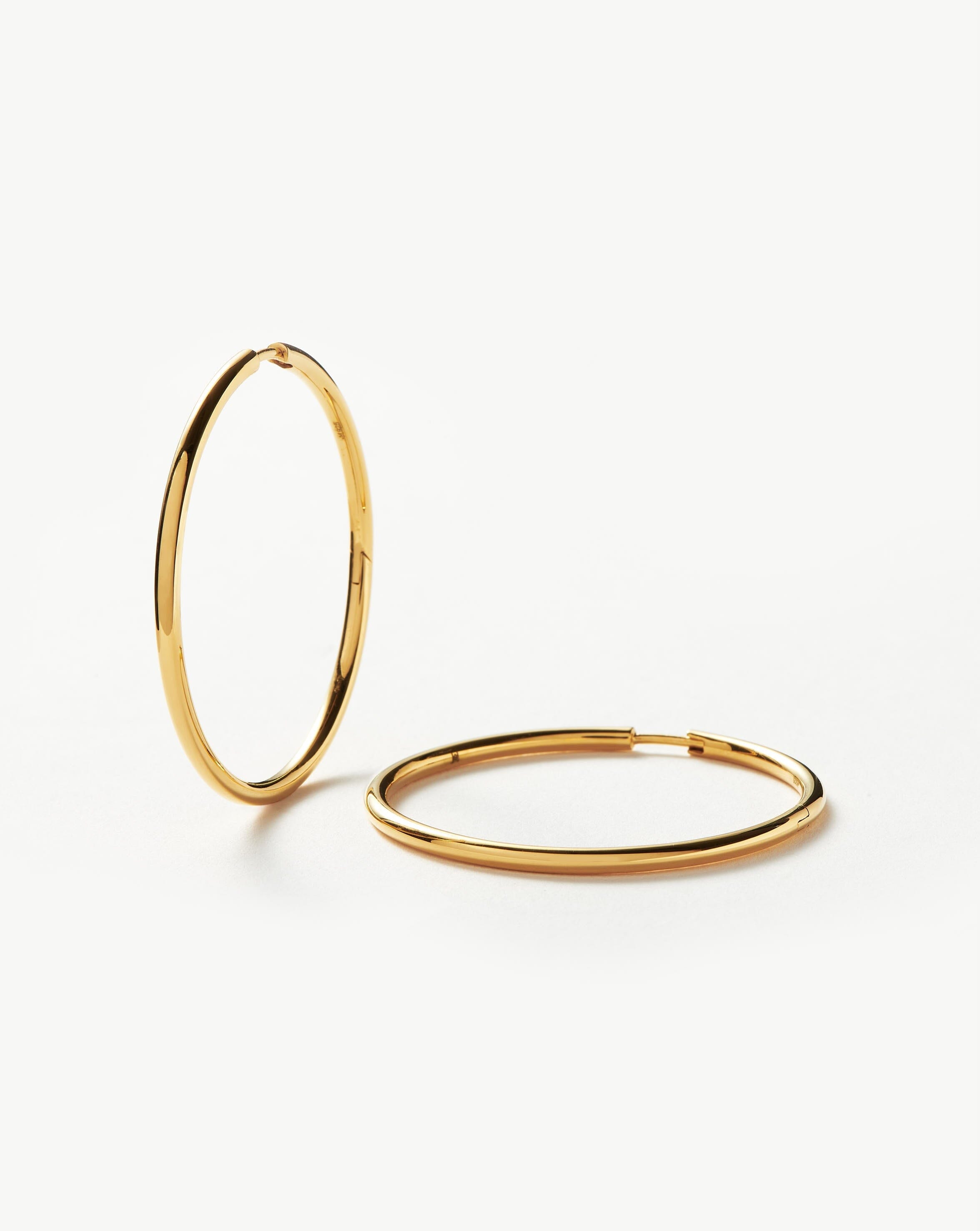 18k Gold Vermeil Classic Large Hoop Earrings for Women - Trendy Statement Jewelry for Parties, Weddings & Everyday Wear
