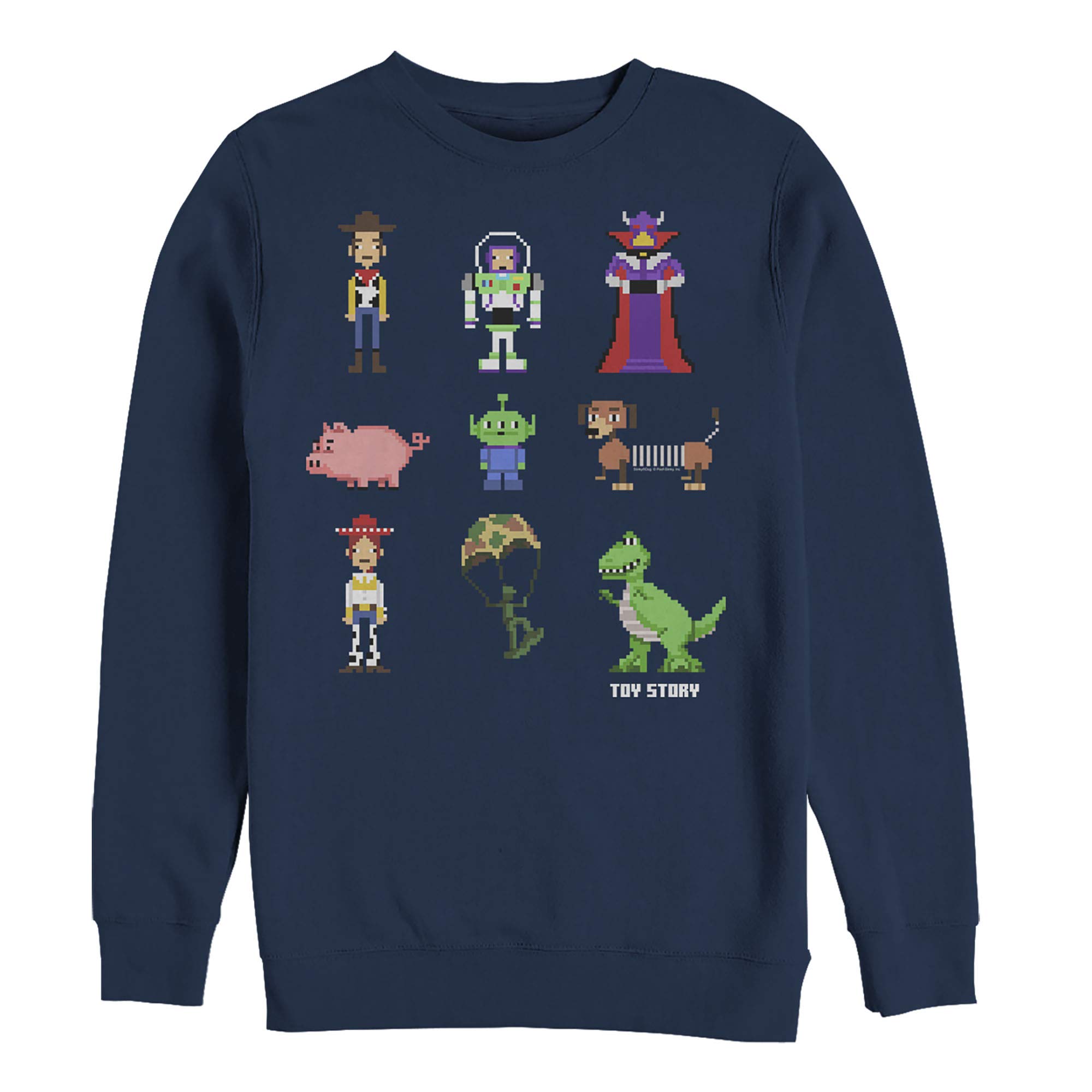 **Men's Toy Story Pixel Characters Graphic Sweatshirt - Soft Cotton Pullover Hoodie for Disney Fans, Casual Wear & Movie Nights**