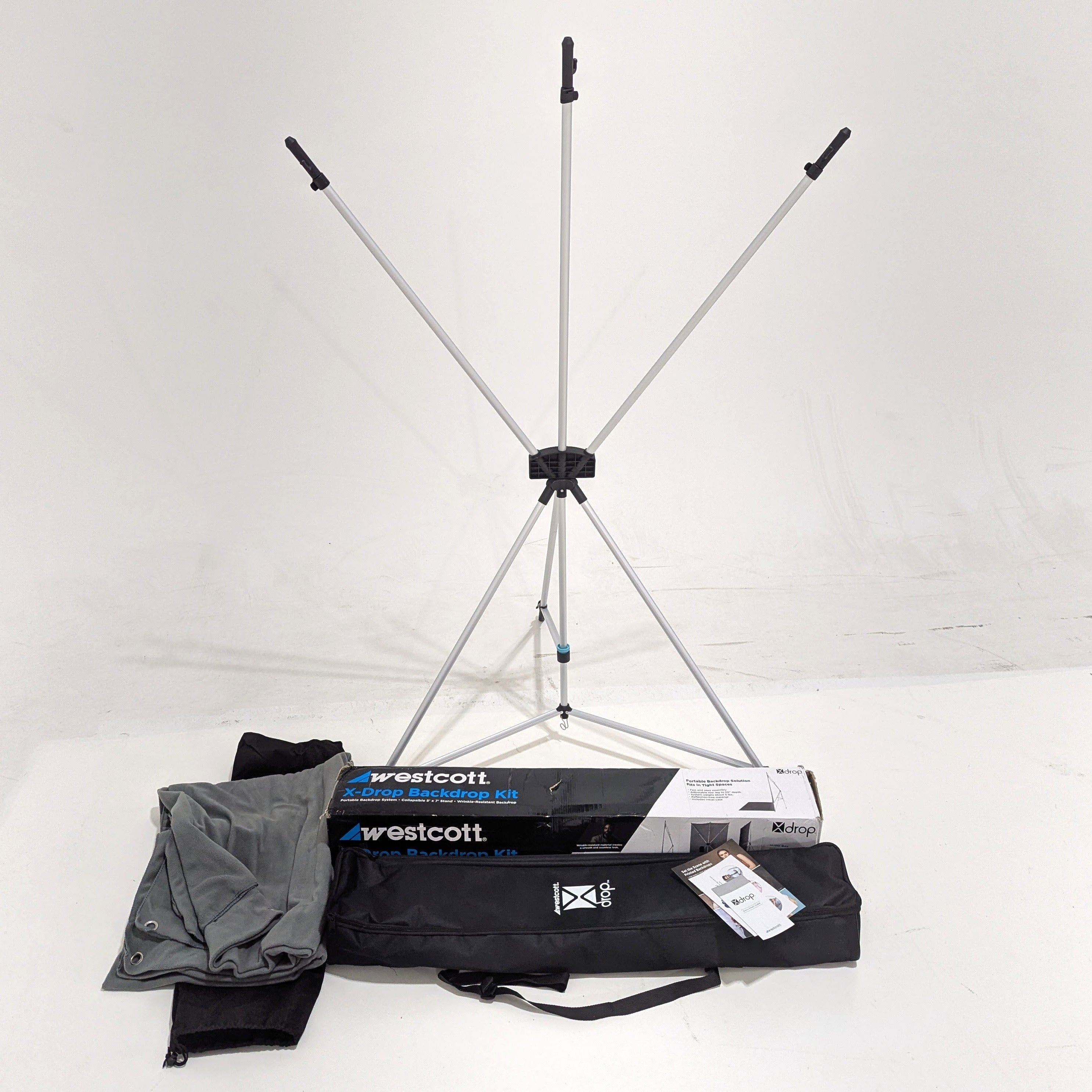 Westcott X Drop Kit - 5x7 Feet Neutral Gray Photography Backdrop - Open Box Excellent Condition for Studio, Portrait & Product Photography
