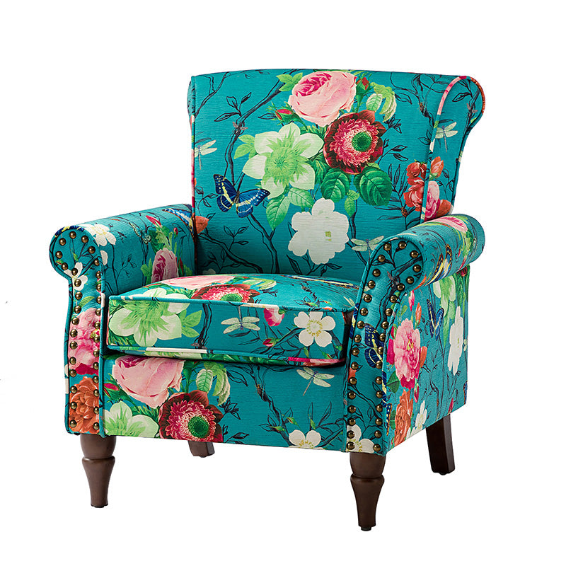 Artemisa Modern Floral Pattern Upholstered Armchair - Comfortable Living Room Accent Chair for Home Office & Lounge Decor