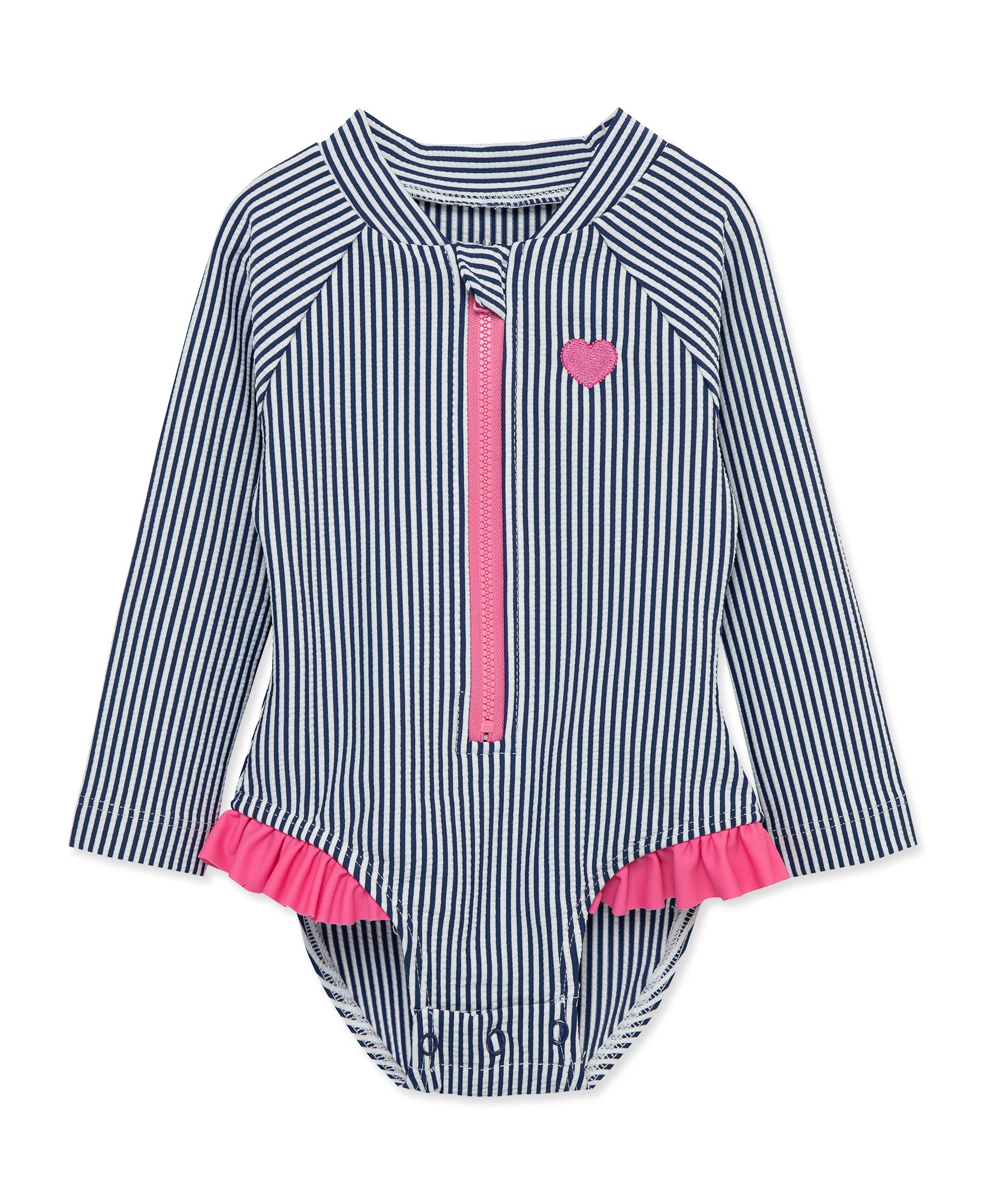 Little Me Baby Girls' Full Coverage Rash Guard - UPF 50+ Sun Protection, Soft & Comfortable Swimwear for 6 Months to 4 Years Toddlers - Perfect for Beach, Pool & Outdoor Water Activities