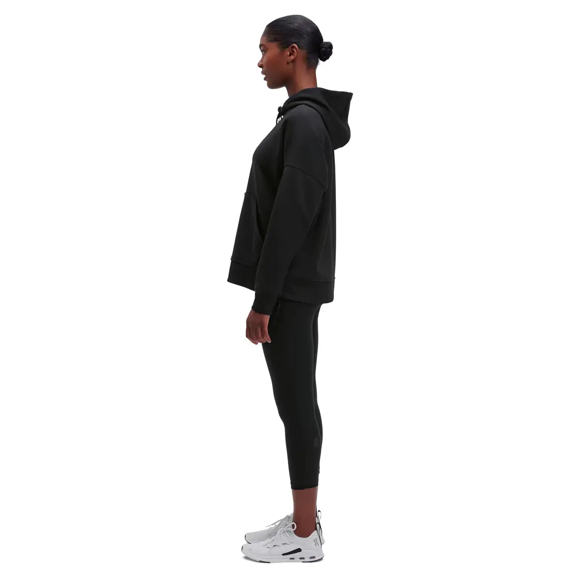 Women's On Running Hoodie - Lightweight & Breathable Black Pullover for Running, Gym & Outdoor Activities