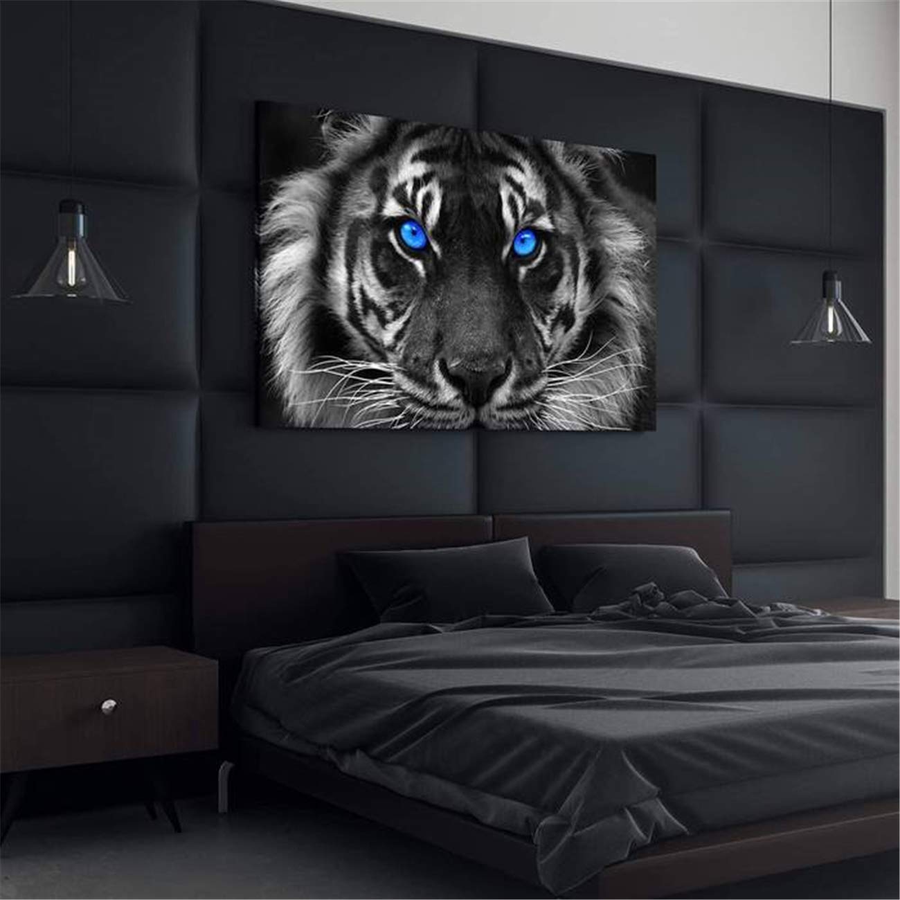 Blue Eyed Tiger Canvas Wall Art - Modern Printed Painting Poster for Home Decor, Living Room & Bedroom - NATVVA Artist Gift for Men (No Frame) | Perfect for Housewarming, Office & Wall Decoration