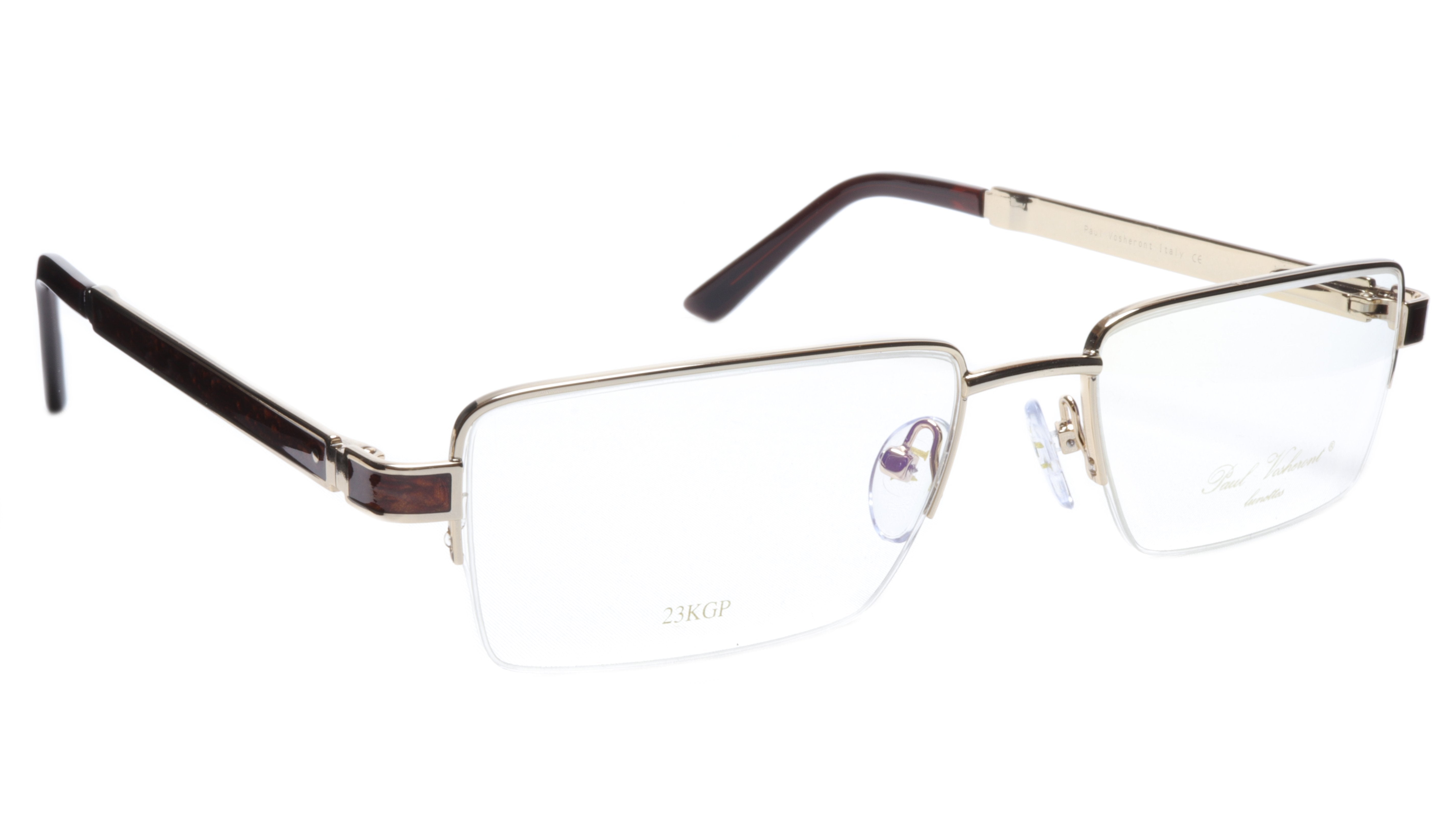 Paul Vosheront Men's Eyeglasses - 24K Gold Plated Frames with Exotic Wood Accents | Premium Lightweight Eyewear for Business & Casual Wear