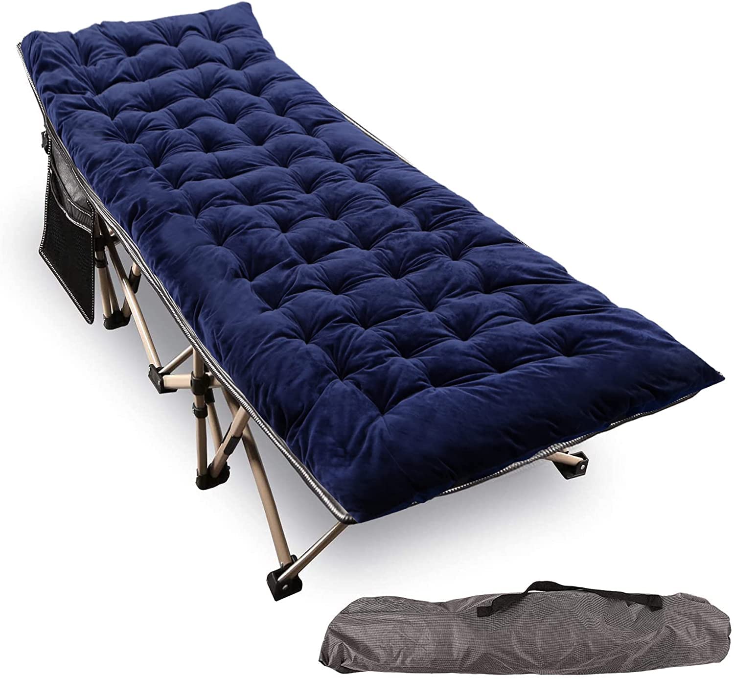 REDCAMP Heavy Duty Folding Camping Cot for Adults - 500lbs Capacity, Double Layer Oxford Fabric with Thick Cot Pad - Portable Wide Sleeping Cot for Camping, Office & Home Use - Includes Carry Bag for Easy Transport