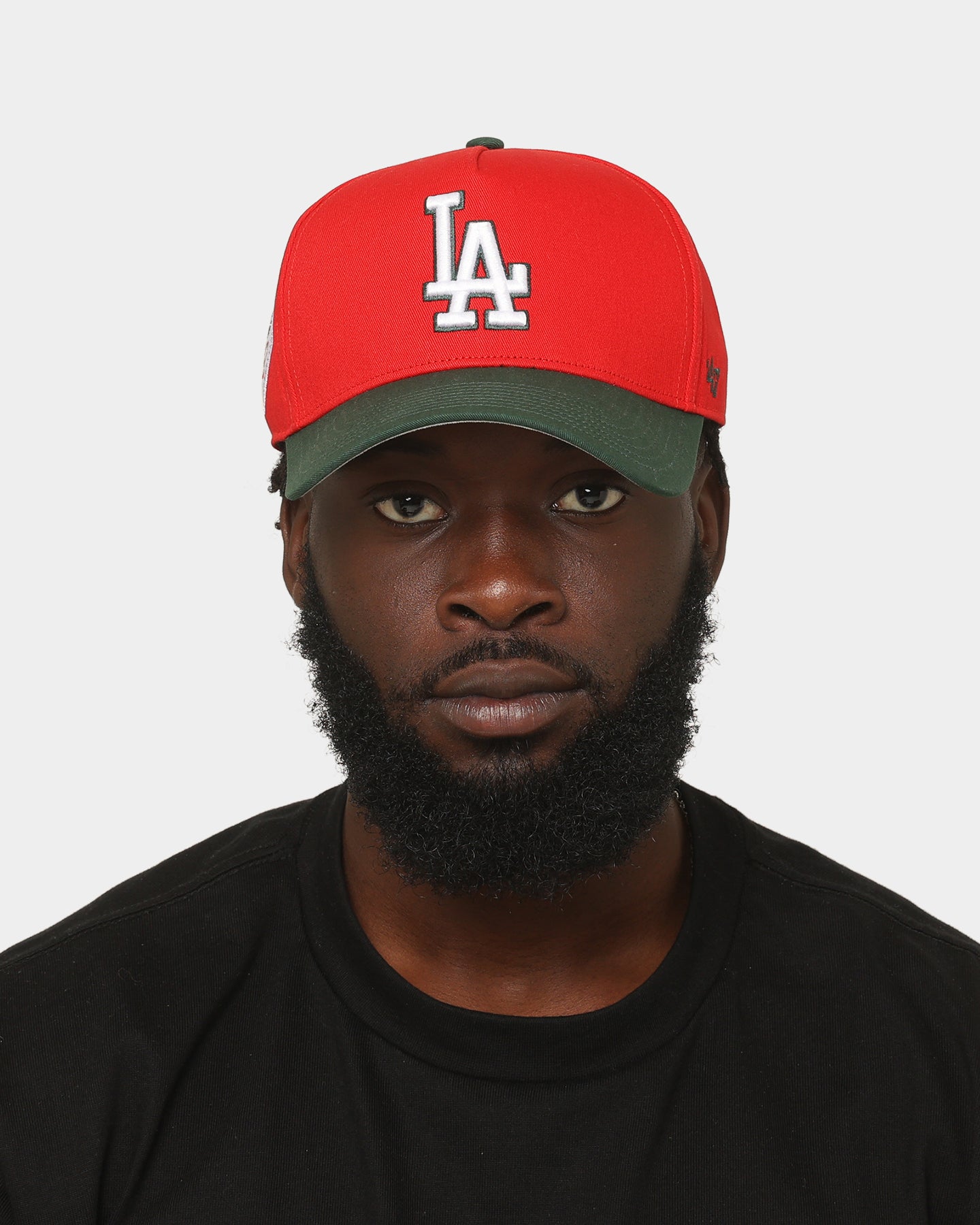 47 Brand Los Angeles Dodgers 'Scarlet Pines' Snapback Cap - Red/Dark Green Adjustable MVP DT Baseball Hat for Men & Women - Perfect for Game Day, Sports Events & Casual Wear