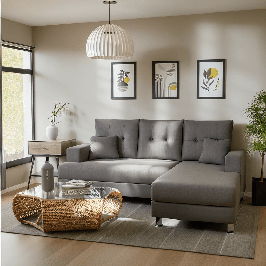 Maddox L-Shaped Fabric Sofa - Water Repellent Sectional Couch for Living Room, Family Room & Small Spaces | Modern Comfortable Furniture for Home & Apartment