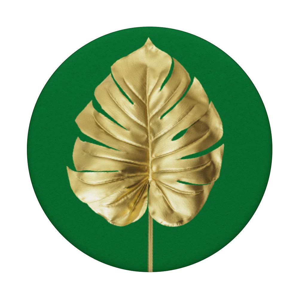 Gold Monstera Leaf Phone Grip - Exotic Tropical Plant Design PopSockets Stand for iPhone, Samsung & Tablets - Perfect for Home, Office & Travel Accessories