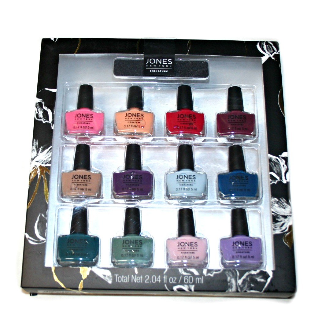 Jones NY 12-Piece Nail Polish Set with Nail File - Long Lasting Gel Nail Polish Kit for Manicure & Pedicure at Home, Salon, or Travel