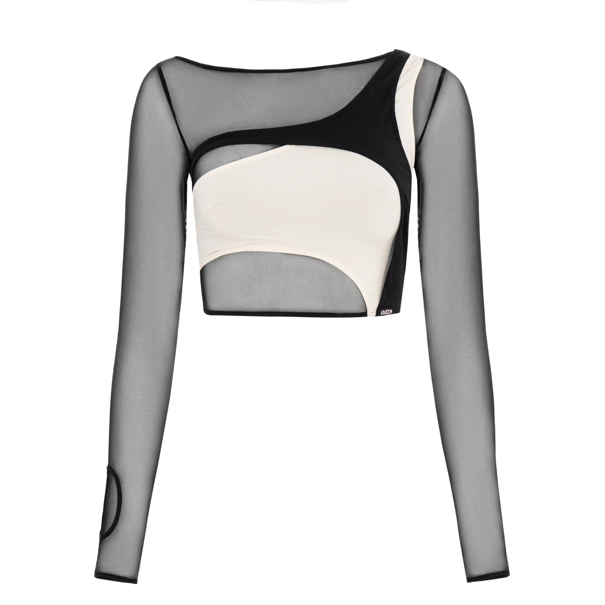 Stylish Hedonist Long Sleeve Top for Women - Black & Cream Colors - Perfect for Casual Outings, Office Wear & Evening Events