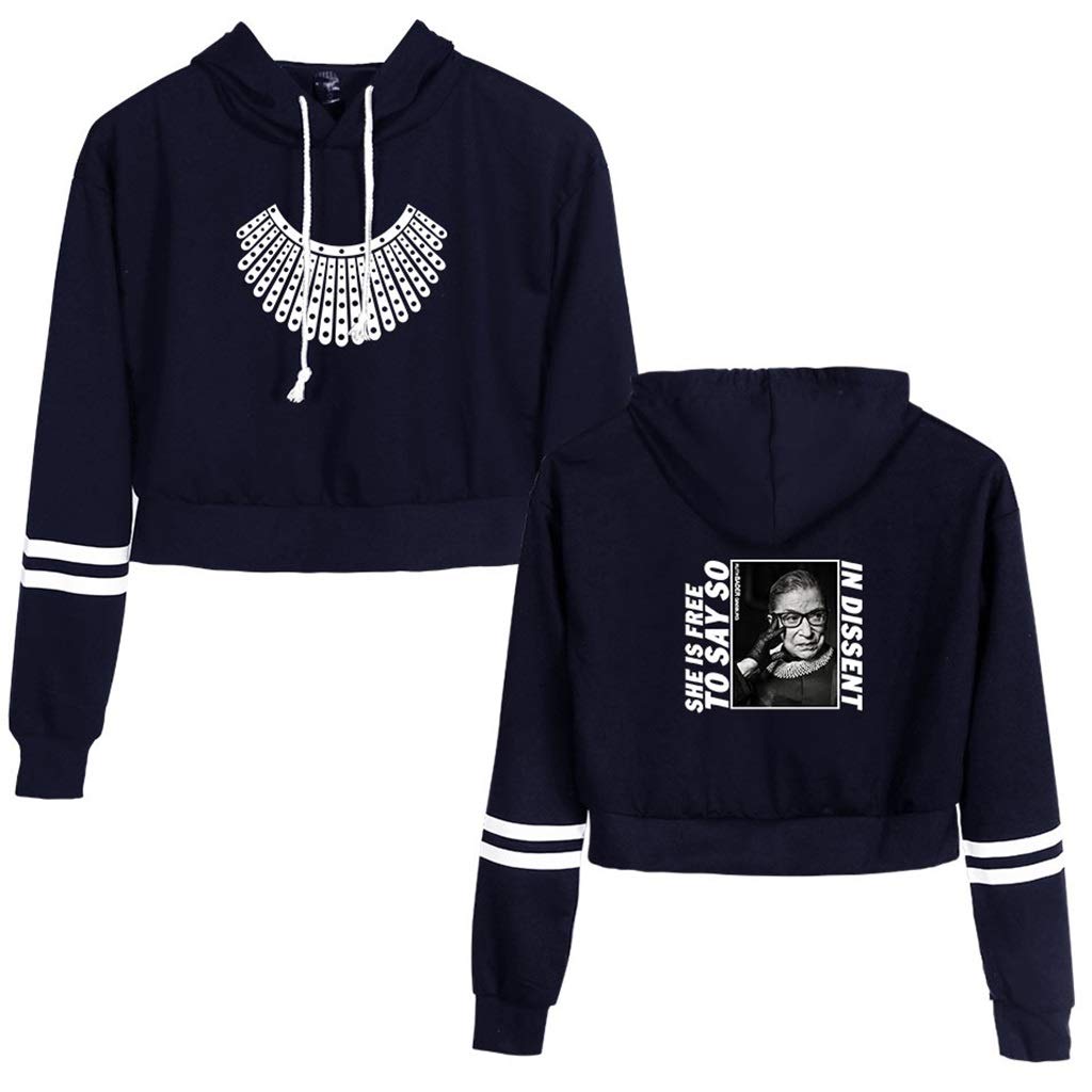Retro Feminist Quote RBG Sweatshirt for Women - 'Fight for The Things You Care About' Pullover Hoodie (Navy Blue, Size S) | Casual Wear, Protest Outfit, Feminist Gift Idea