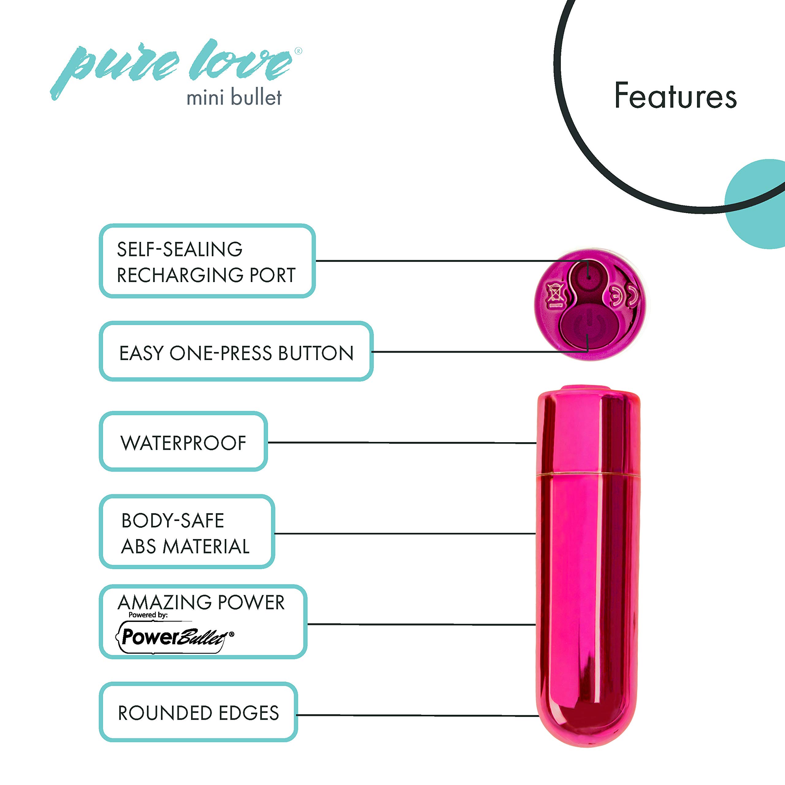 Pure Love Mini Bullet Vibrator - Rechargeable Travel Size Adult Sex Toy in Pink | Perfect for Discreet Pleasure at Home, Travel & Couples Play