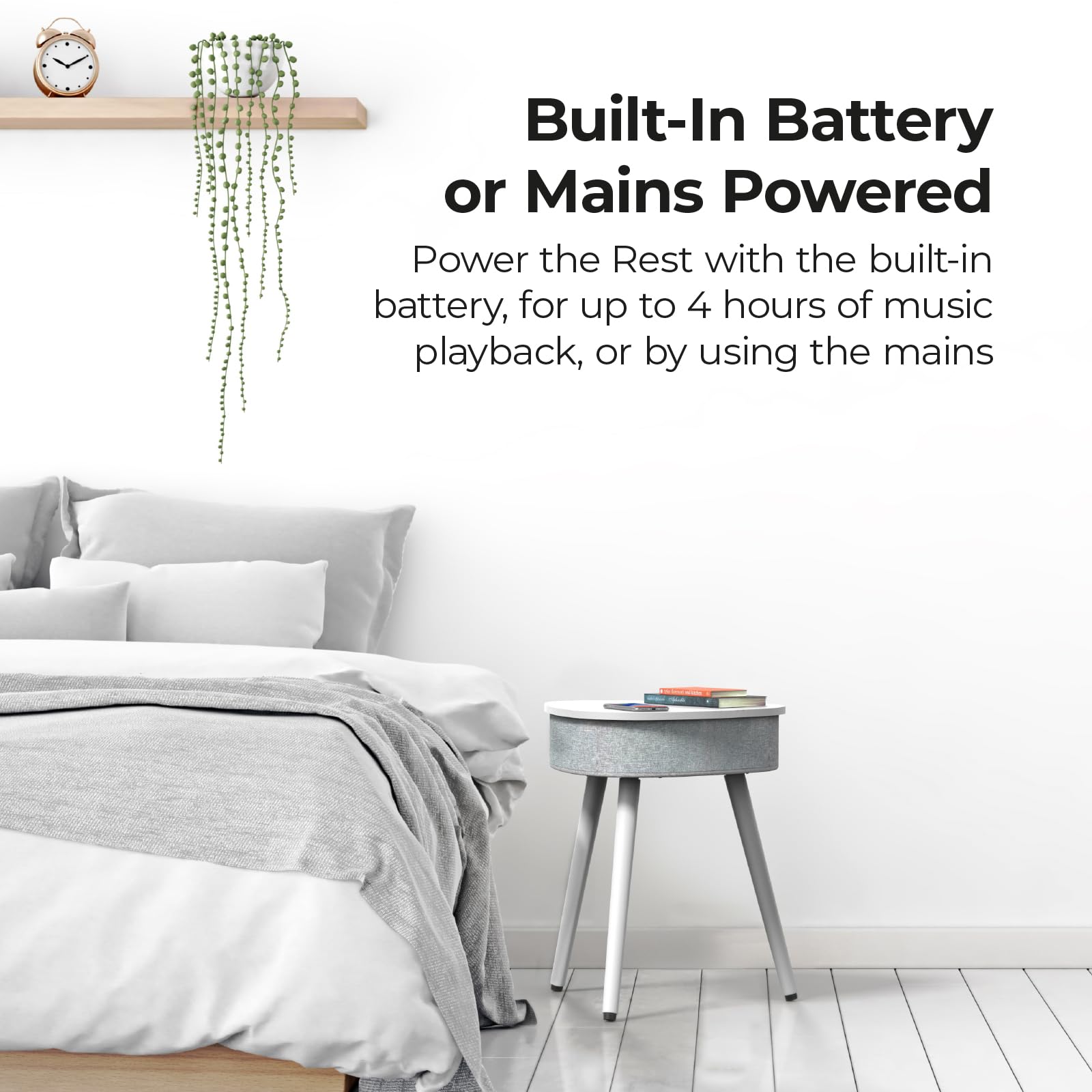i-Box Smart Home Wireless Charging Table with Bluetooth Speaker - 20W Stereo Sound & Subwoofer - Multi-Device USB Charging Station - Modern Smart Coffee Table for Living Room & Office (White) - Perfect for Home Entertainment & Workspace Charging