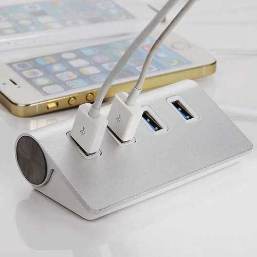 5Gbps High-Speed Aluminum USB 3.0 4-Port Hub with Cable - Expand Laptop Ports for Gaming, Office & Home Use